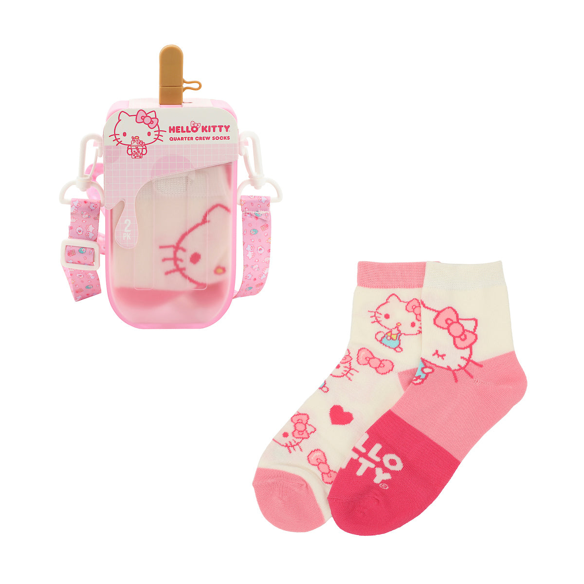 Hello Kitty Hearts & Bows Women's Casual Quarter Crew Sock Boxed Set