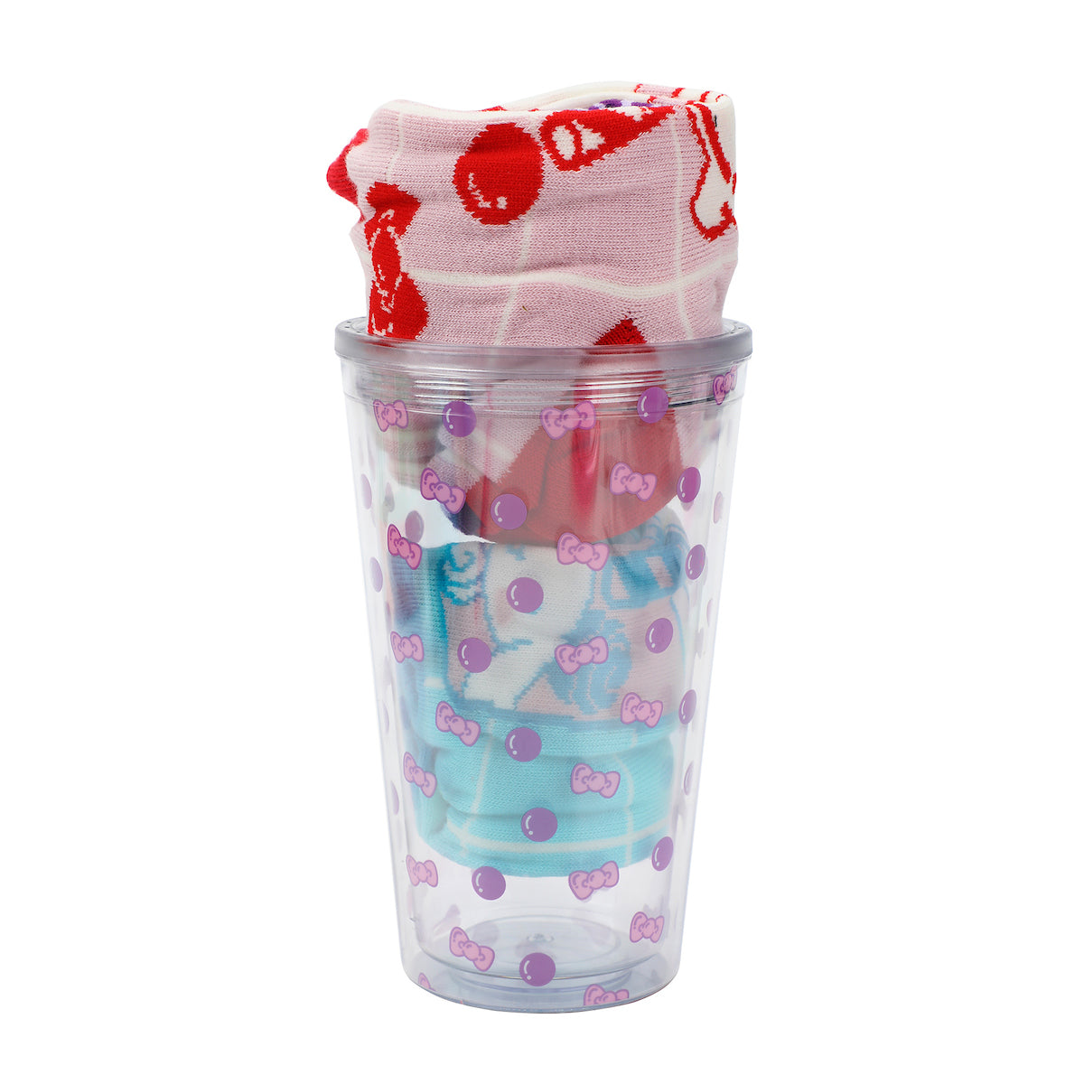 Hello Kitty & Friends Women's 3-Pair Quarter Crew Socks With Reusable Water Bottle