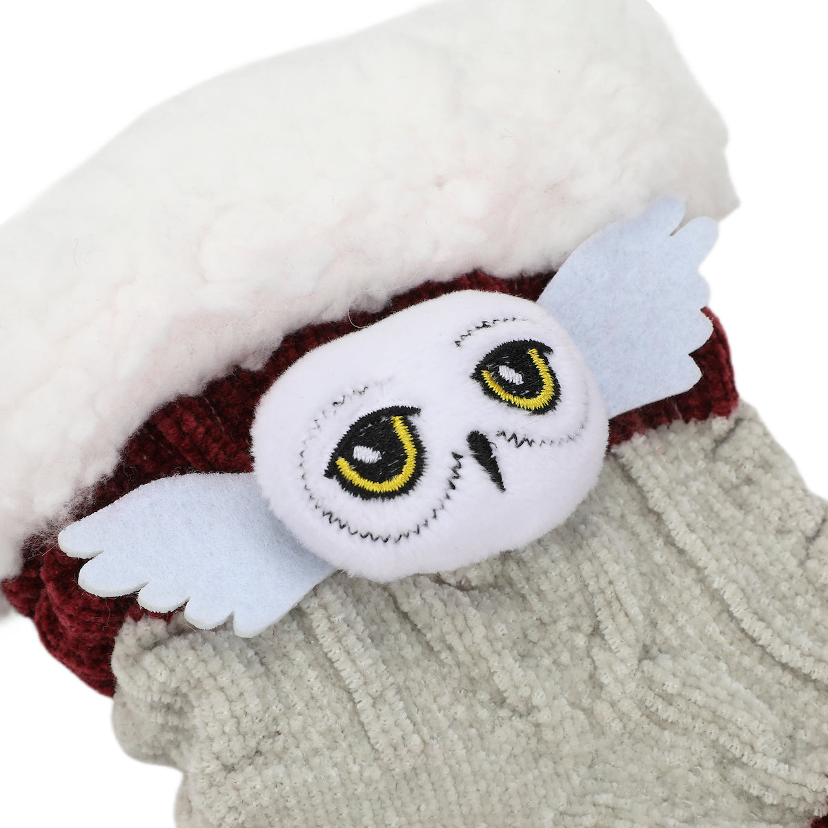 Harry Potter Hedwig Character Patch Women's Faux Shearling Lined Quarter Crew Socks
