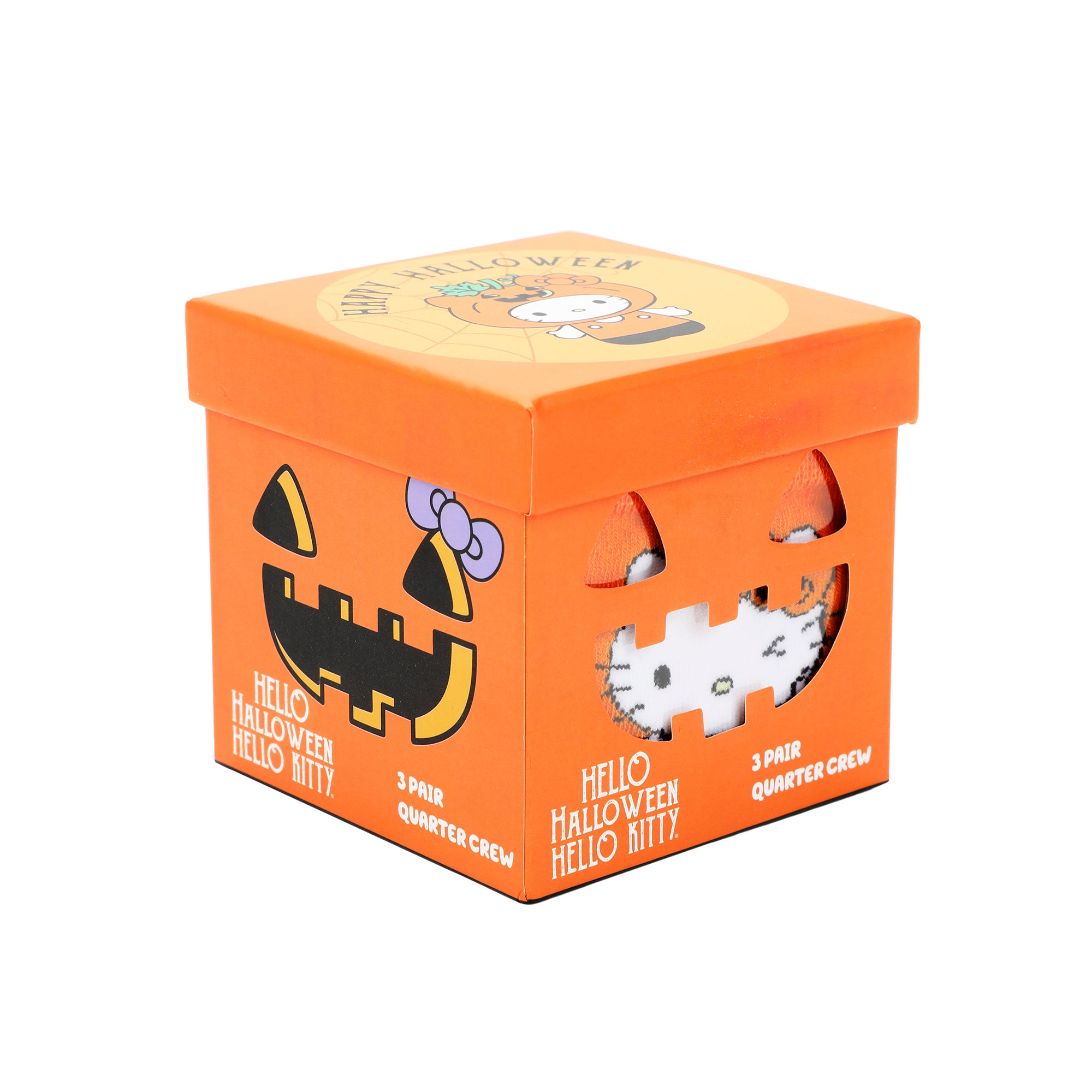 Hello Kitty Halloween Women's 3-Pair Quarter Crew Socks Box Set