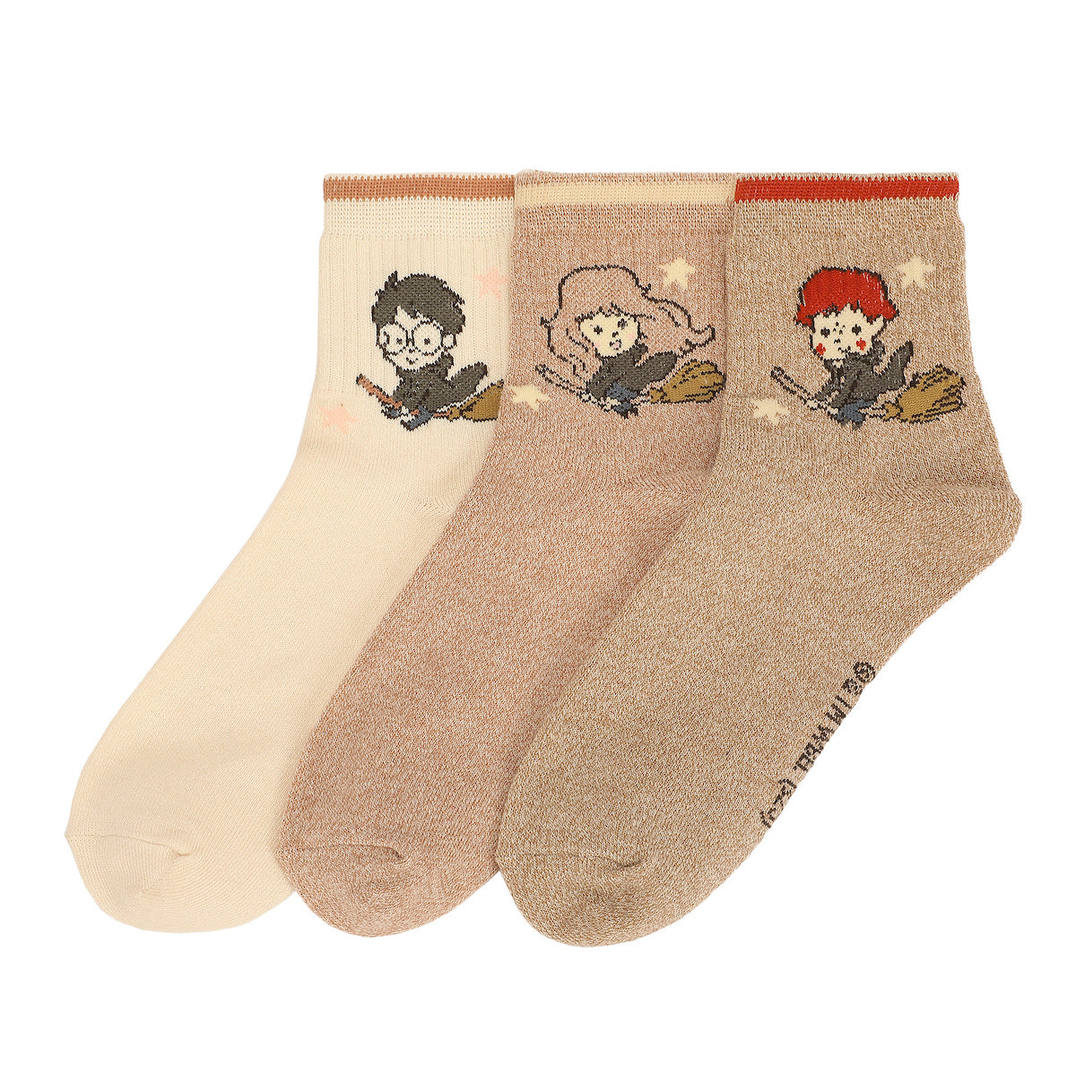 Harry Potter Hedwig, Ron and Hermone Womens Casual Quarter Crew 3 Pack