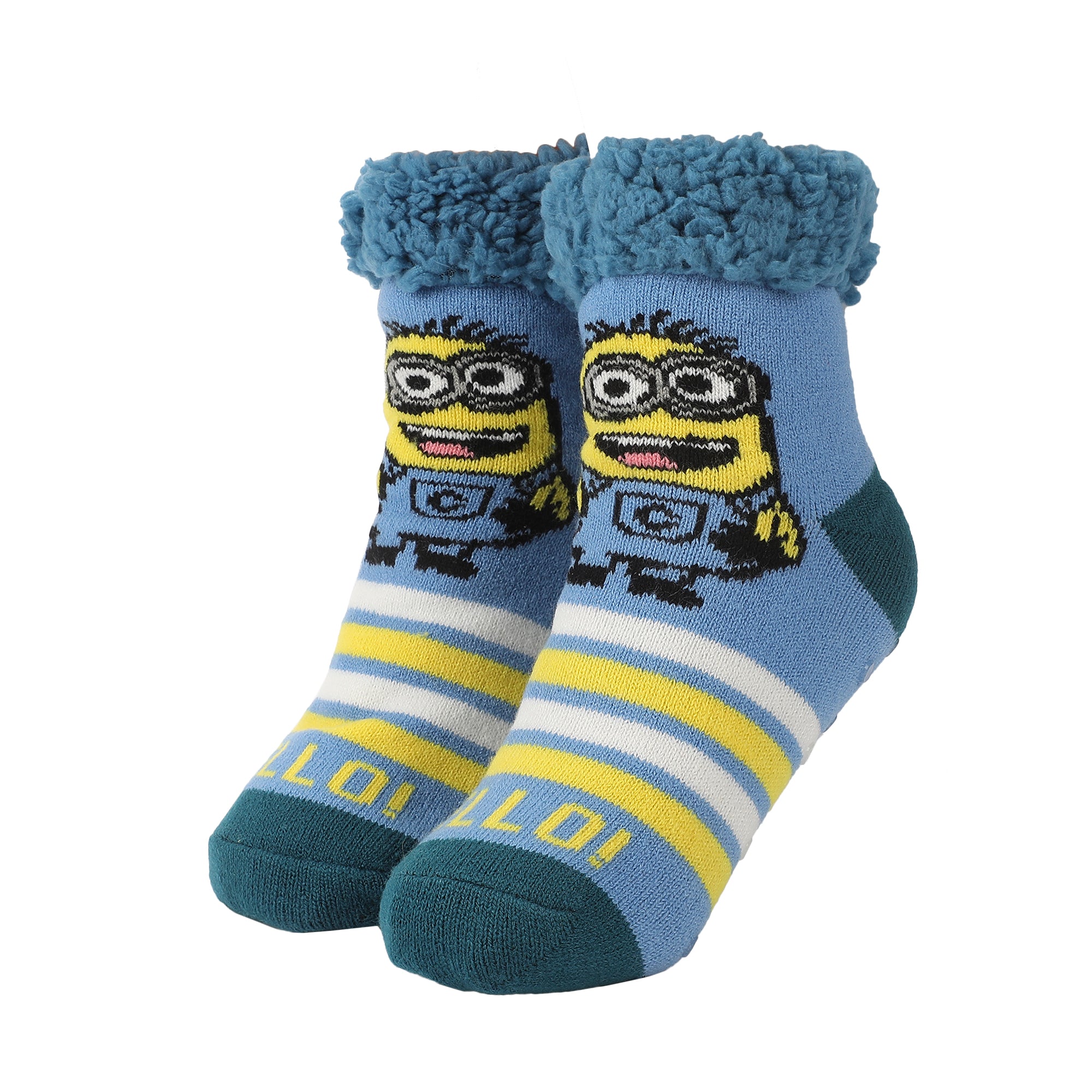 Minions Waving Minion With Bello Women's Faux Sherpa Lined Quarter Crews