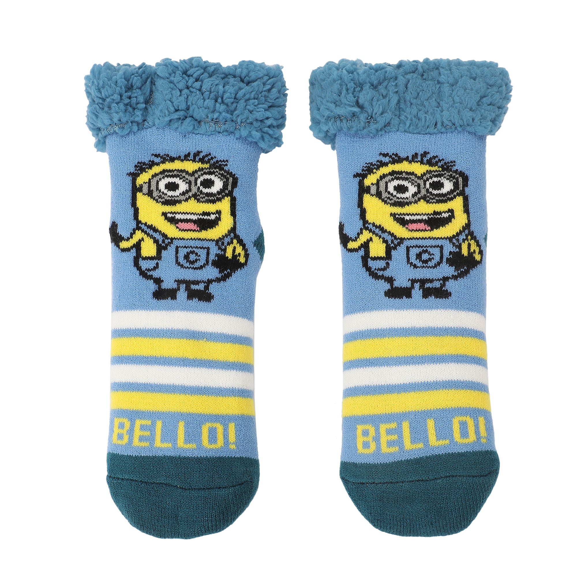 Minions Waving Minion With Bello Women's Faux Sherpa Lined Quarter Crews