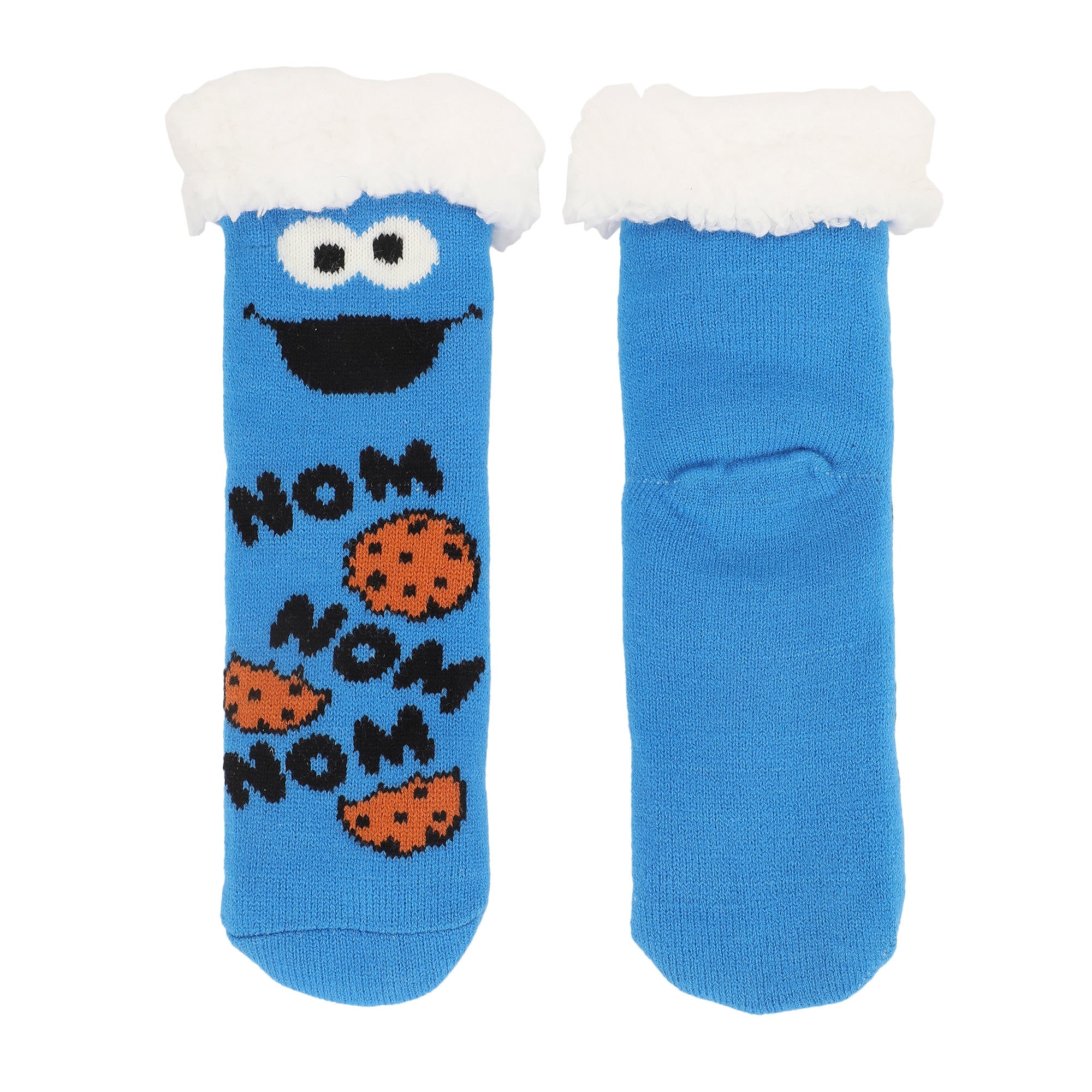 Sesame Street Cookie Monster Sherpa Lined Womens Faux Sherpa Lined Quarter Crew Socks