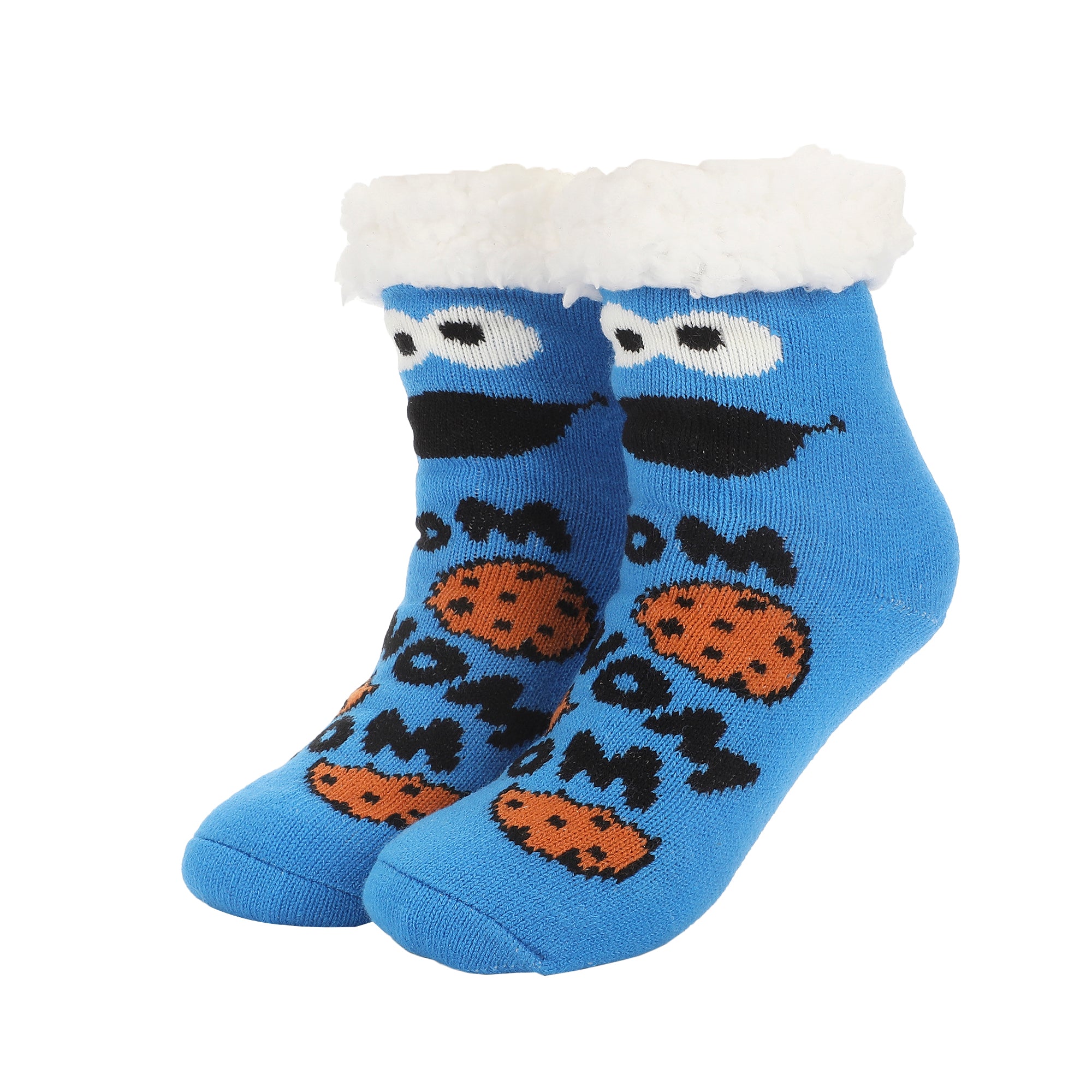 Sesame Street Cookie Monster Sherpa Lined Womens Faux Sherpa Lined Quarter Crew Socks