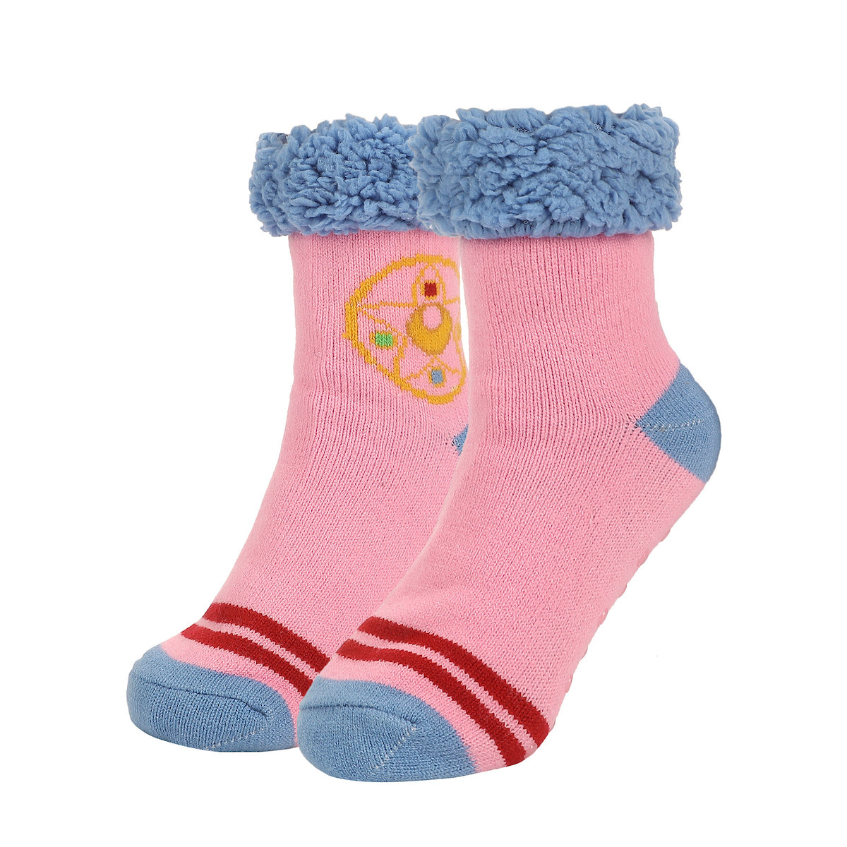 Sailor Moon Symbol Womens Faux Sherpa Lined Quarter Crew Sock