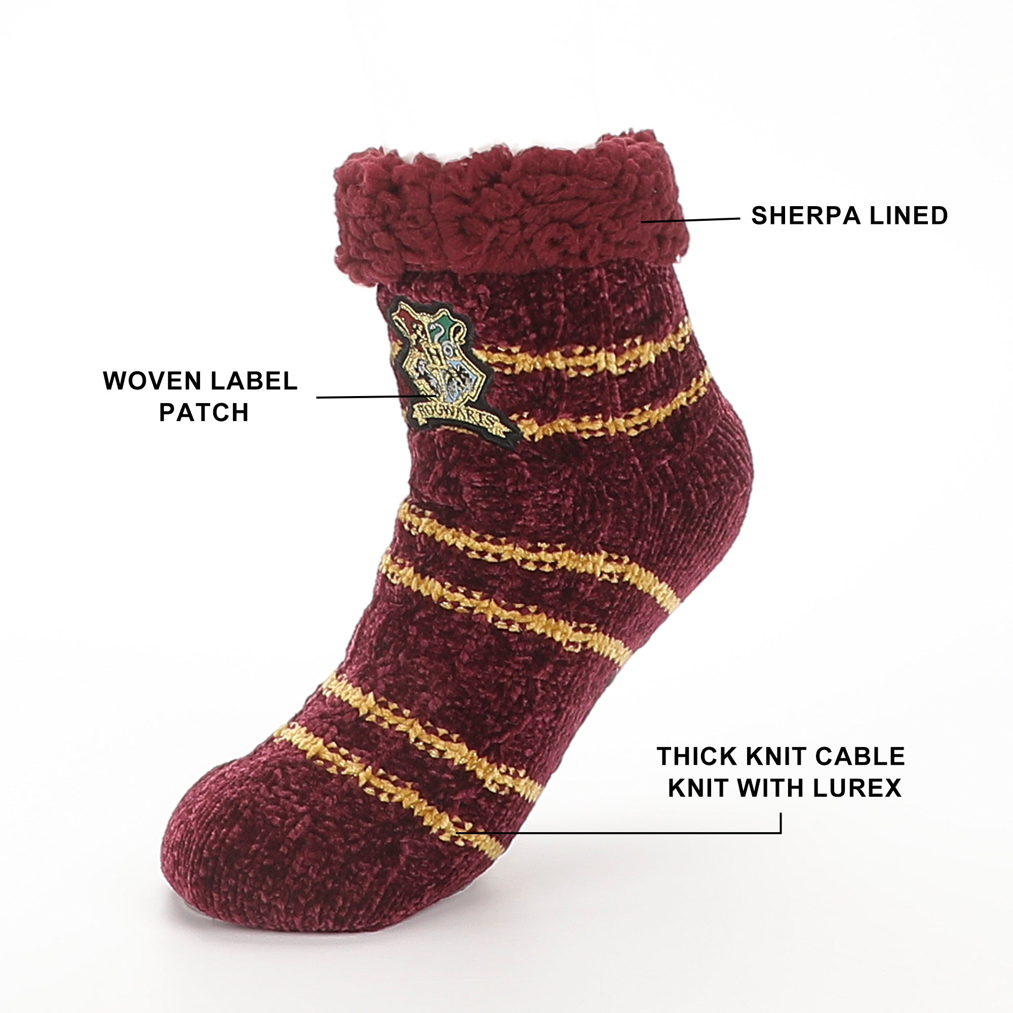 Harry Potter Womens Faux Lined Quarter Crew Cozy Socks
