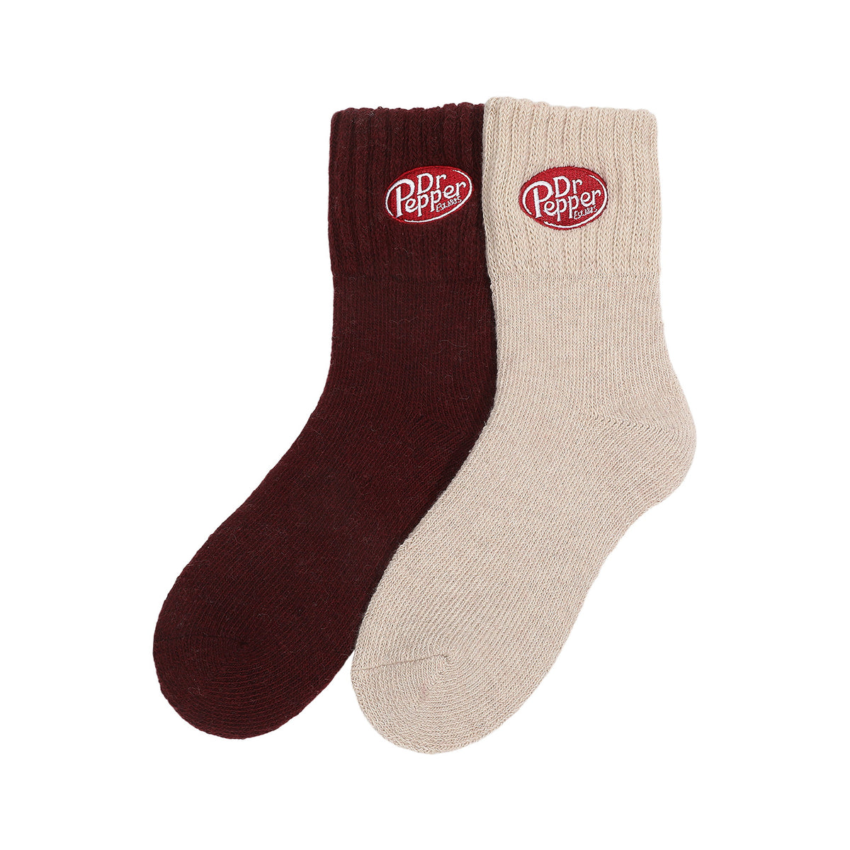Dr Pepper Embroidered Logo Quarter Crew Socks For Women