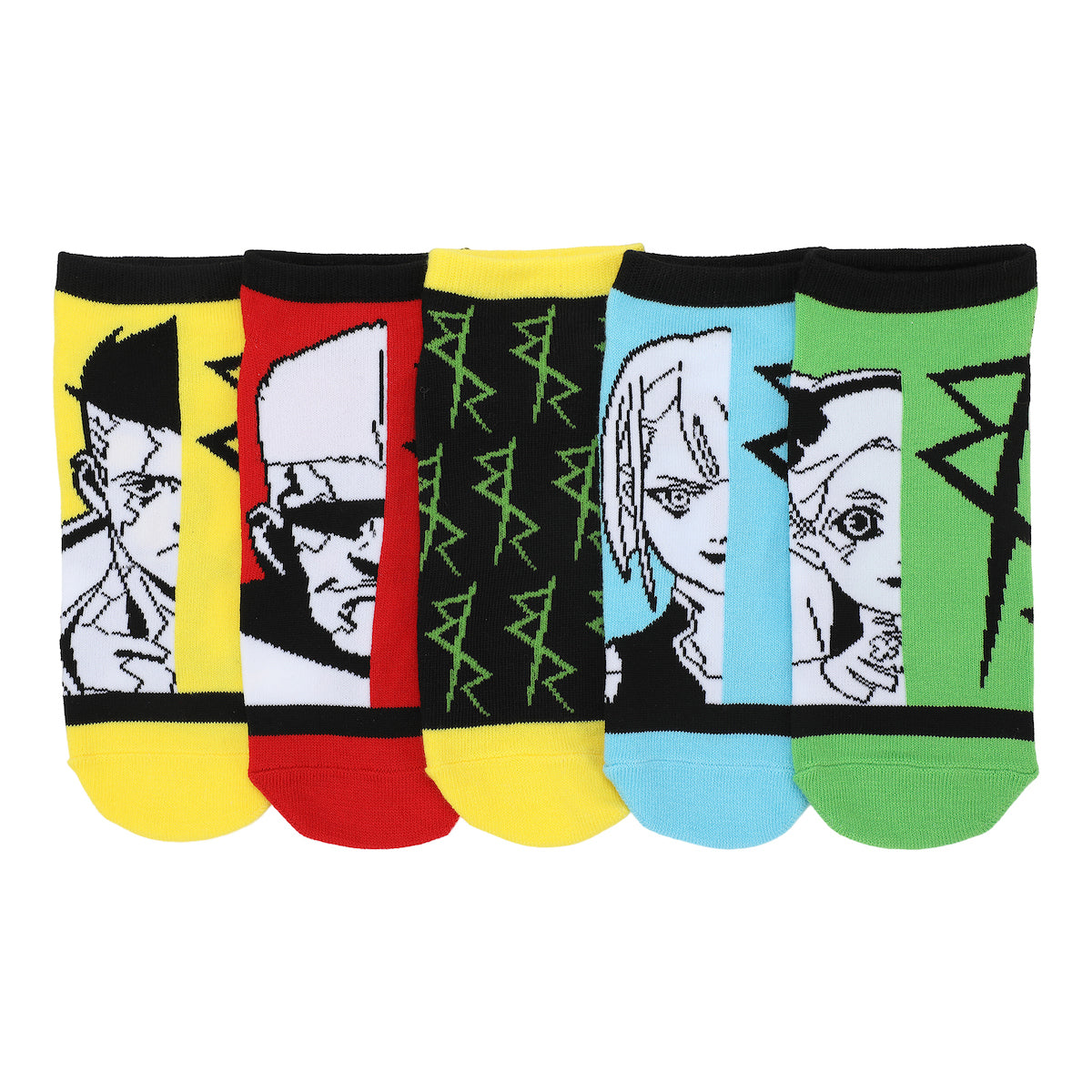 Cyberpunk Edgerunners Character Illustrations Adult 5-Pair Casual Crew Socks
