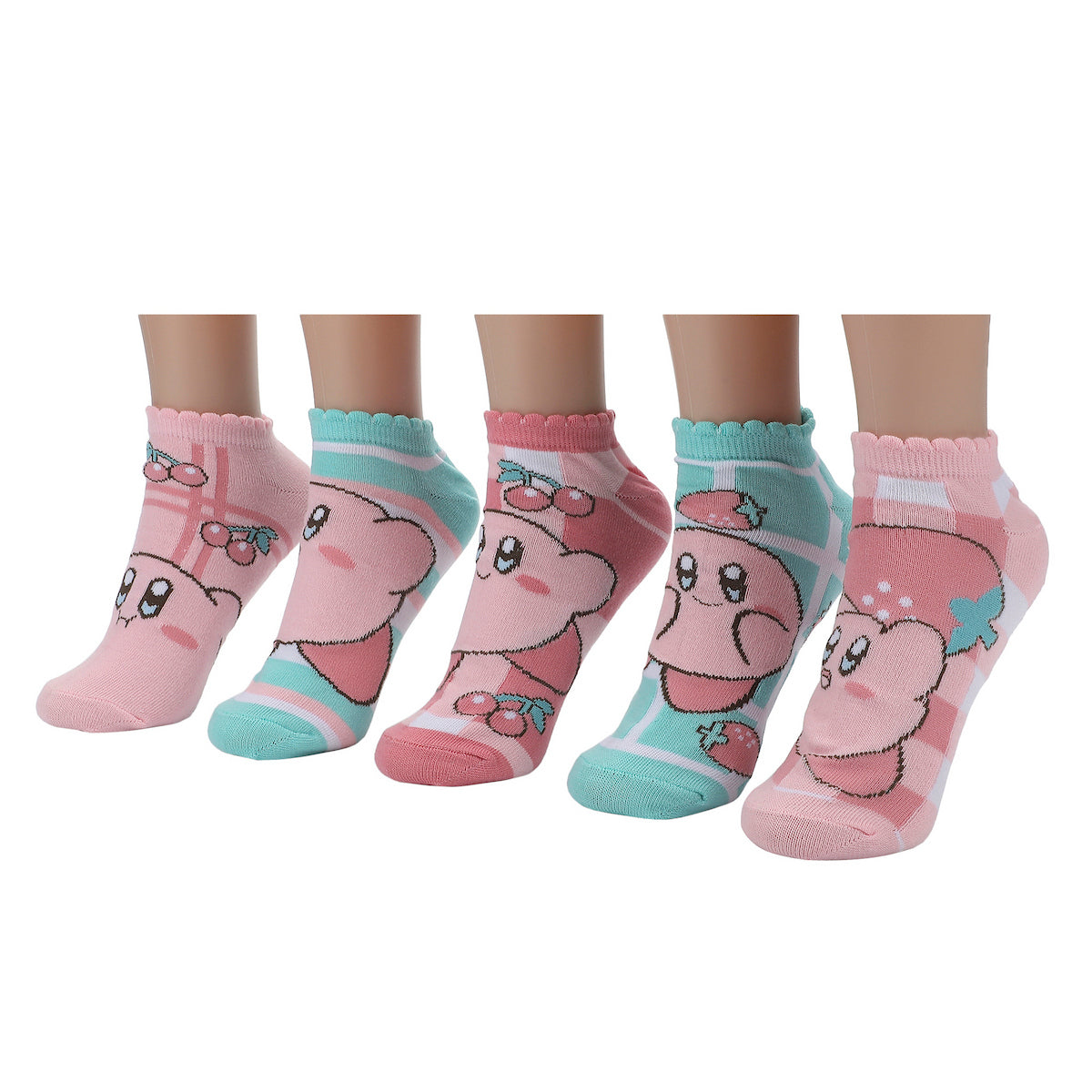 Kirby Hearts & Cherries Women's 5-Pair Pack Ankle Socks