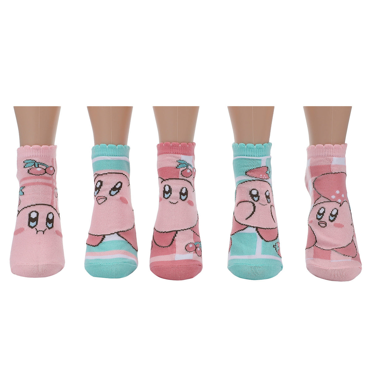 Kirby Hearts & Cherries Women's 5-Pair Pack Ankle Socks