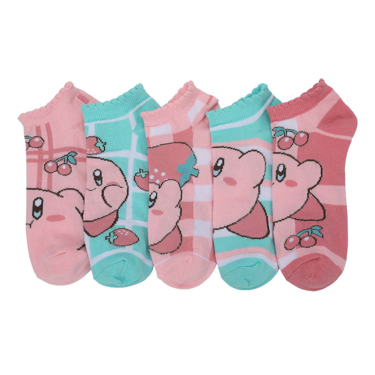 Kirby Hearts & Cherries Women's 5-Pair Pack Ankle Socks