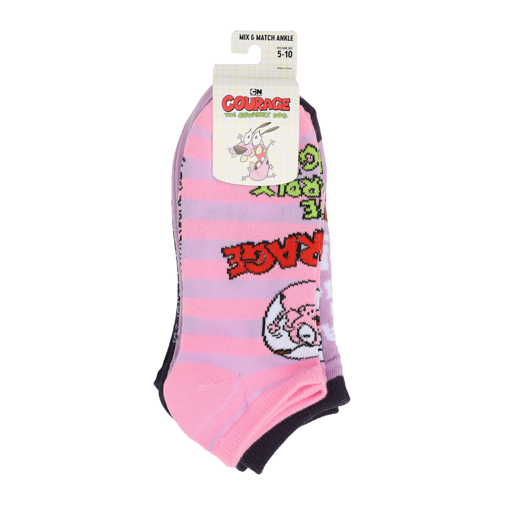 Courage The Cowardly Dog Creepy Stuff Happens Women's 5-Pair Ankle Socks
