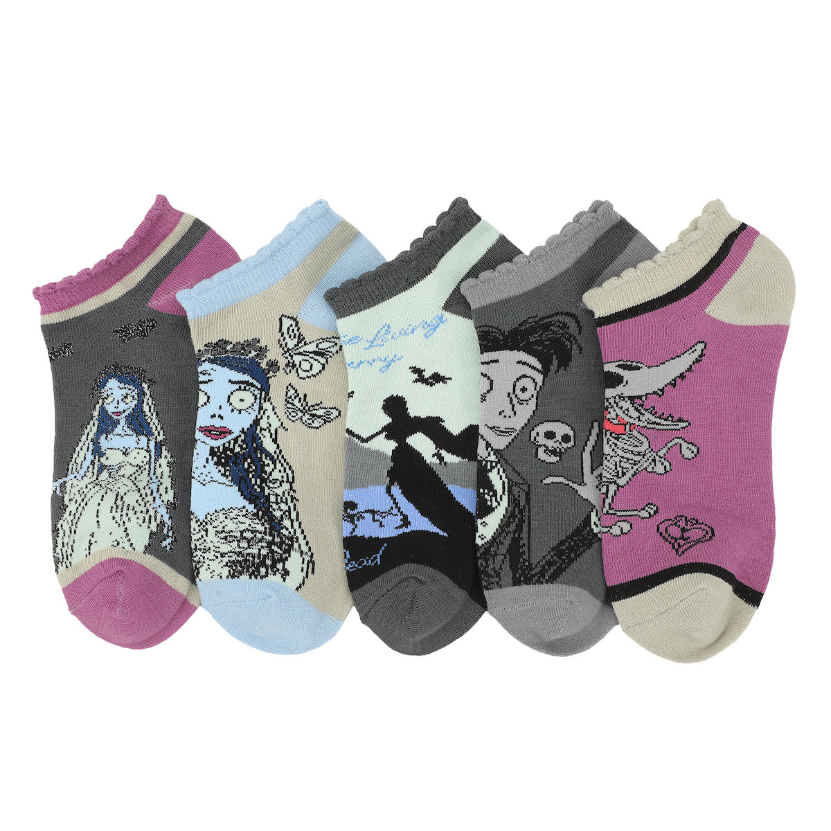 The Corpse Bride Character Art Women's 5-Pair Ankle Socks