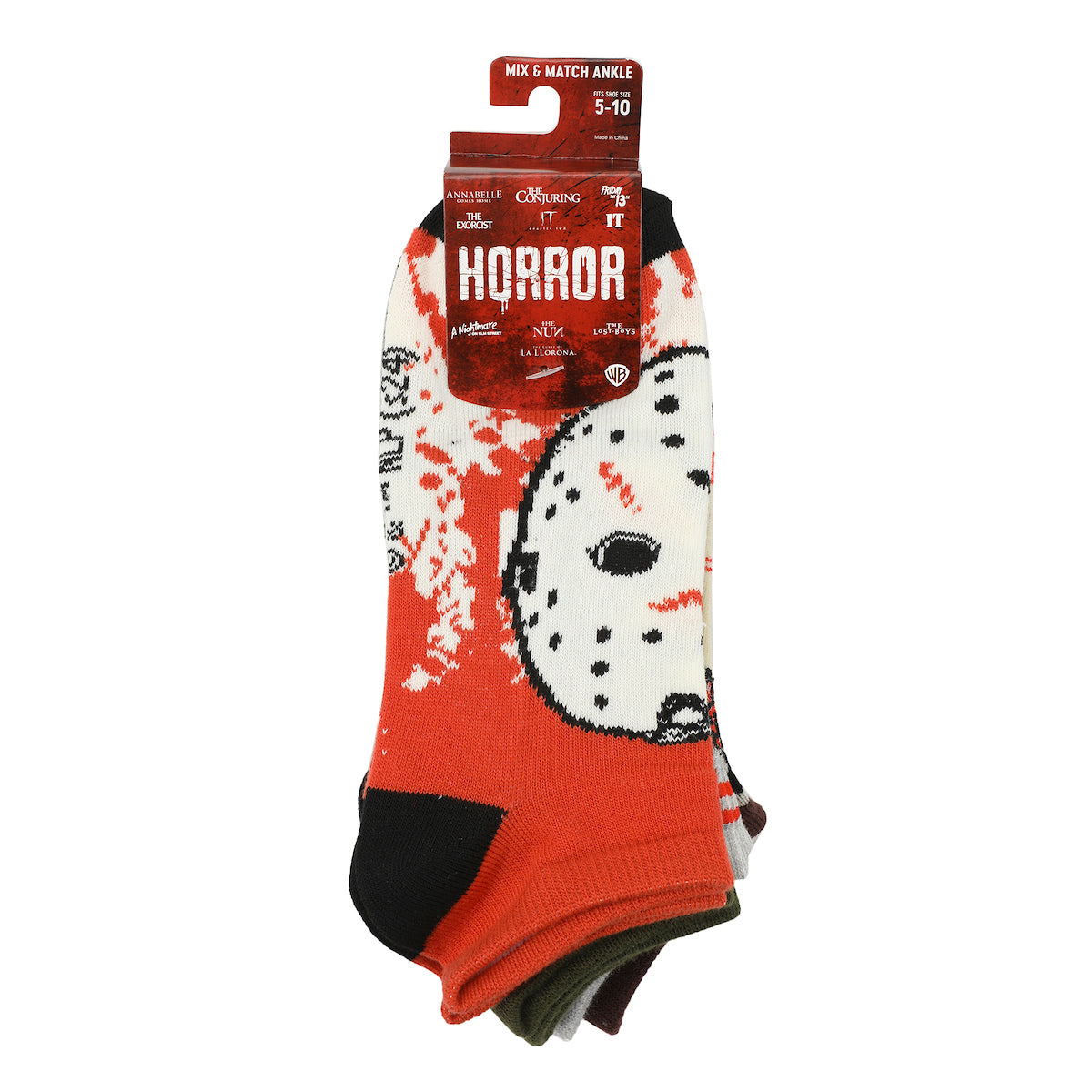 Warner Brothers Horror Movie Characters Women's 5-Pair Ankle Socks