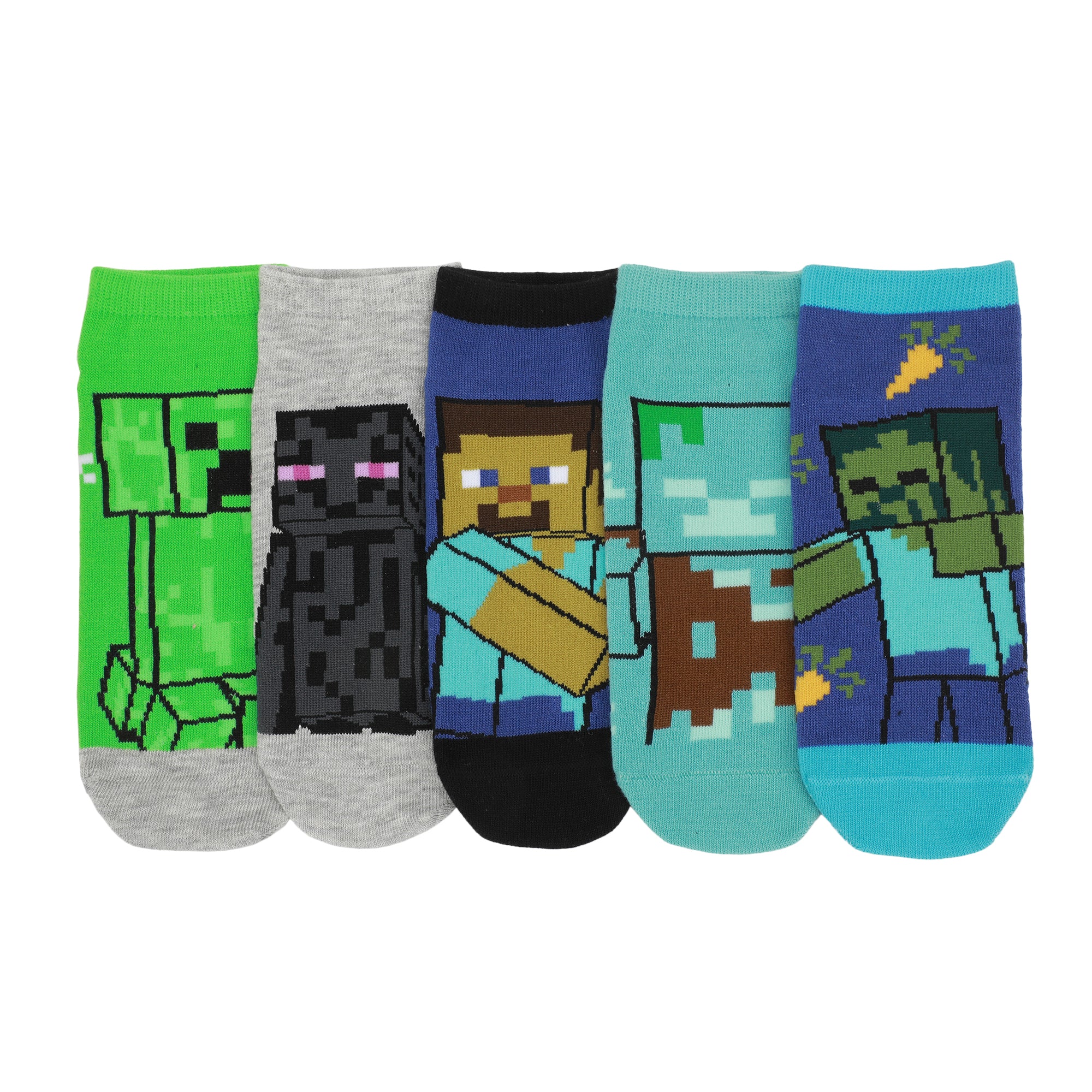 Minecraft Zombies & Creepers Women's 5-Pair Ankle Socks-OSFA