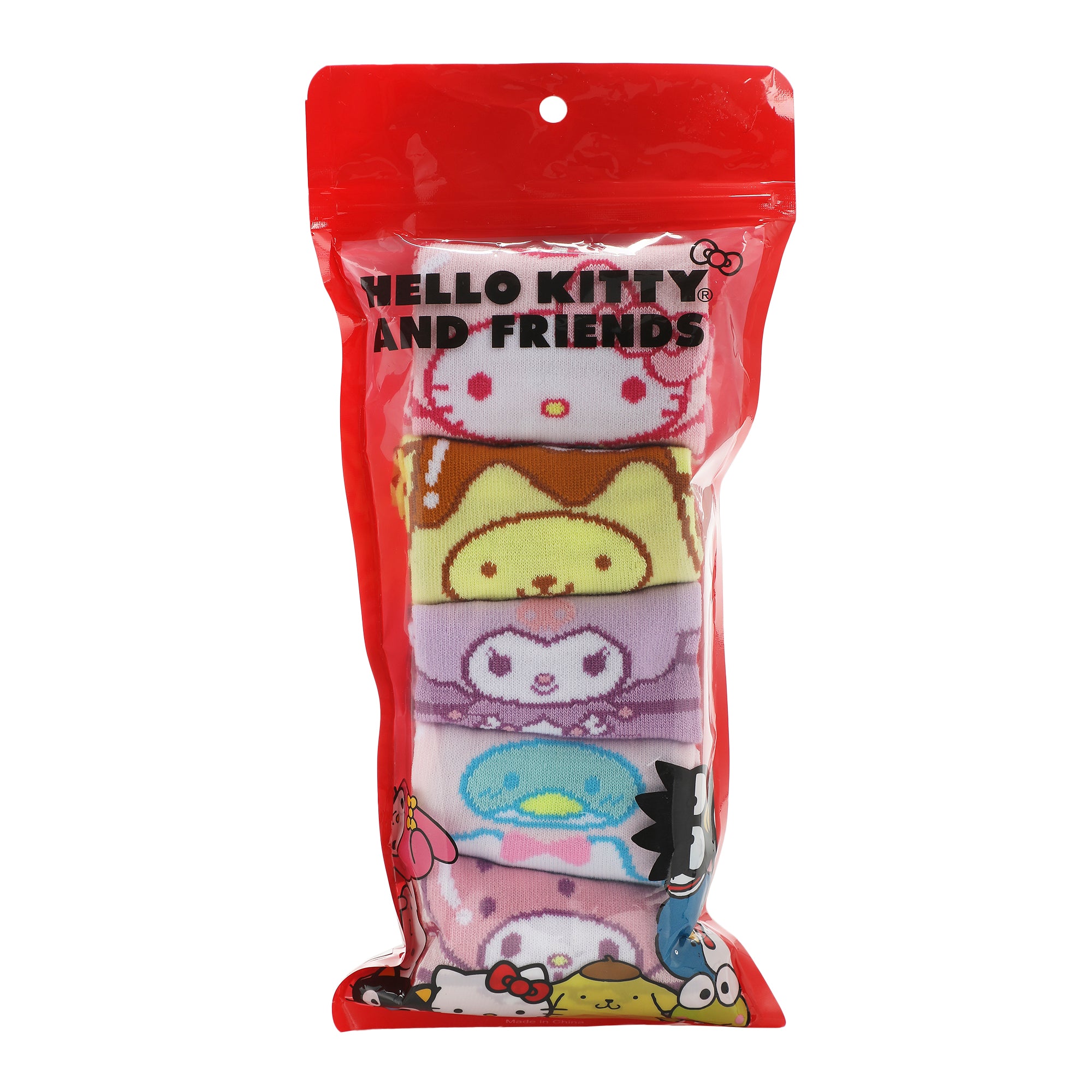 Hello Kitty & Friends Bathtime Women's 5-Pair Striped Ankle Socks