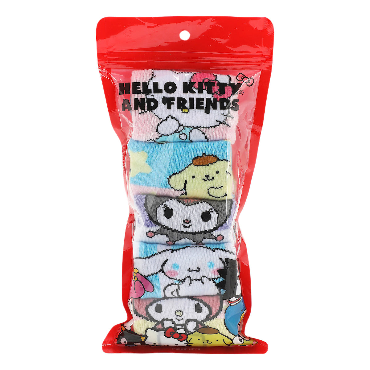 Hello Kitty & Friends Rhinestone Character Art Women's 5-Pair Ankle Socks-OSFA