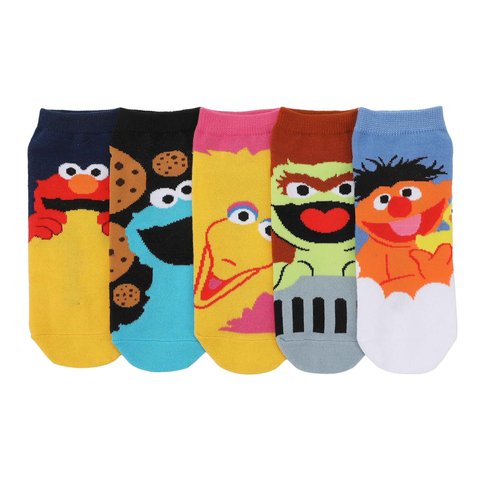 Sesame Street Character Art Women's 5-Pair Ankle Socks