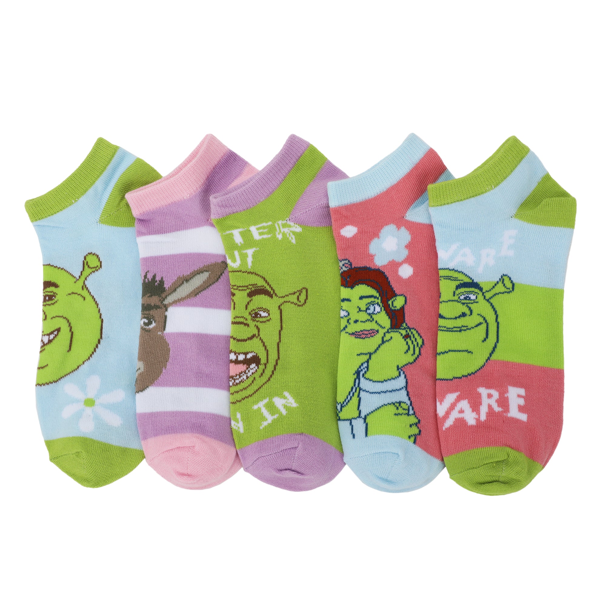 Shrek & Friends Women's 5-Pair Ankle Socks-OSFA