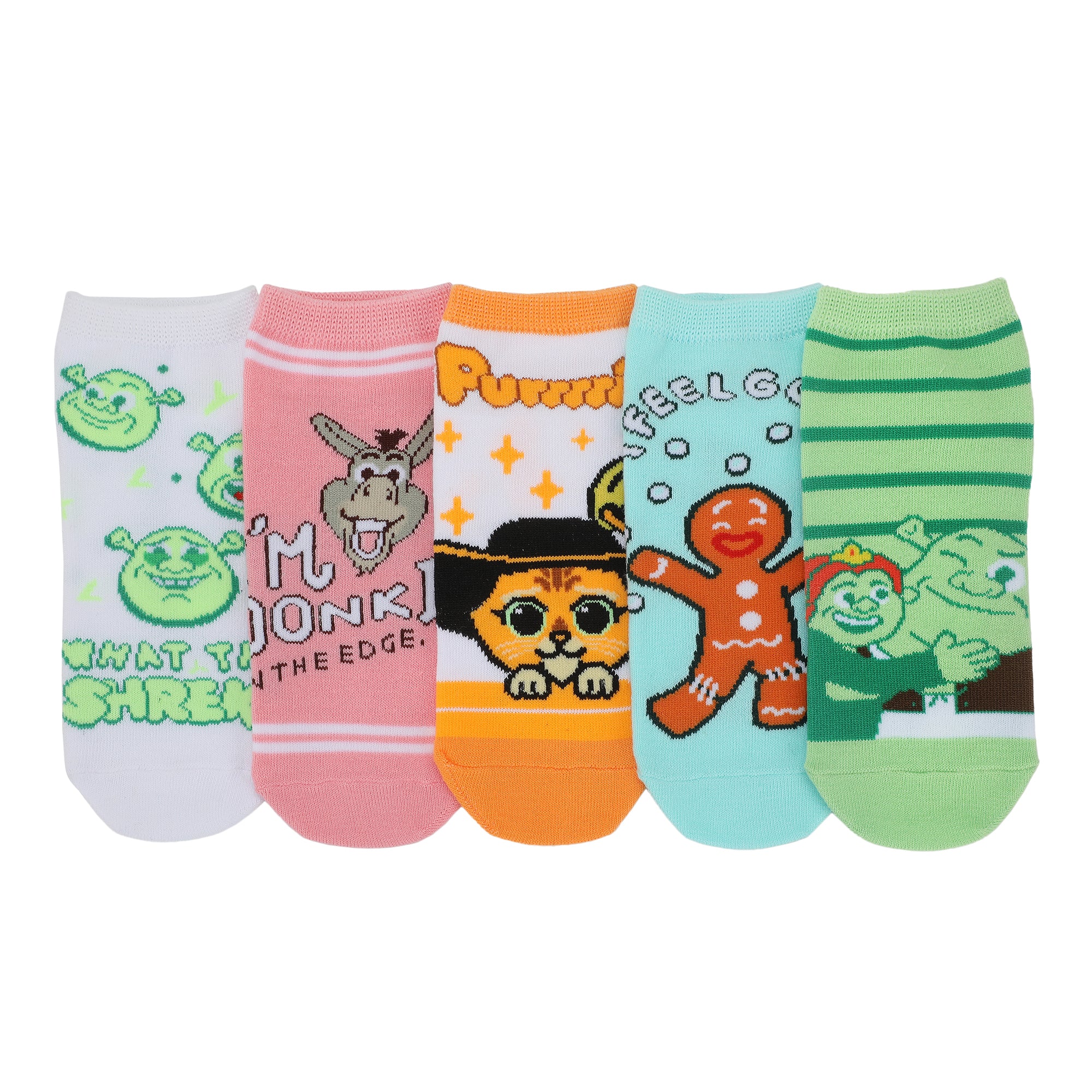 Shrek What The Shrek? Character Art Women's 5-Pair Ankle Socks