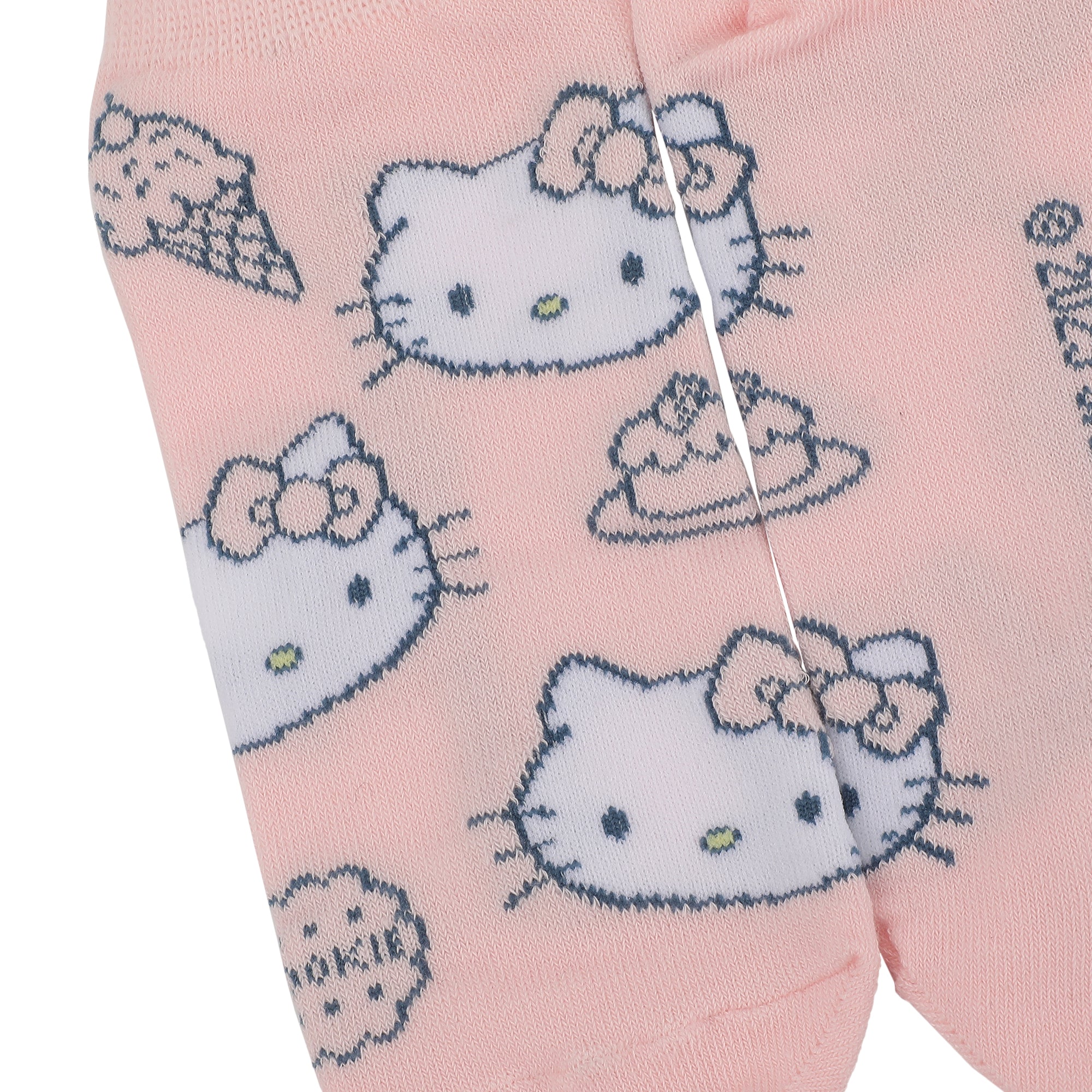 Hello Kitty Characters AOP Scalloped Cuffs Womens Ankle Socks 5 Pack