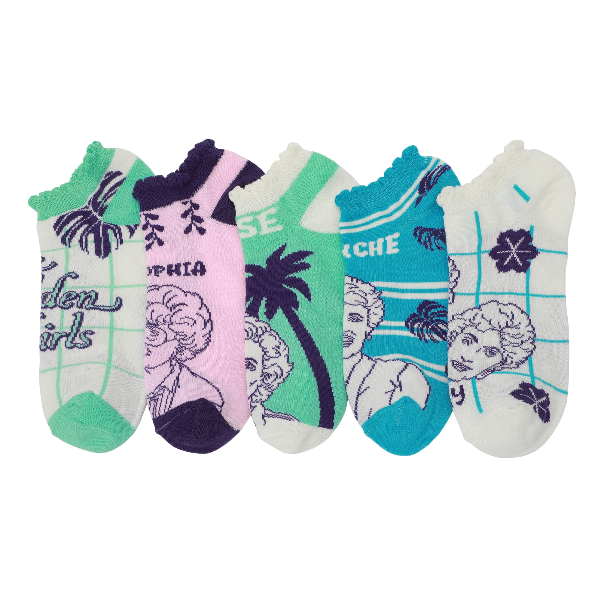 Golden Girls Character Illustrations Women's 5-Pair Ankle Socks
