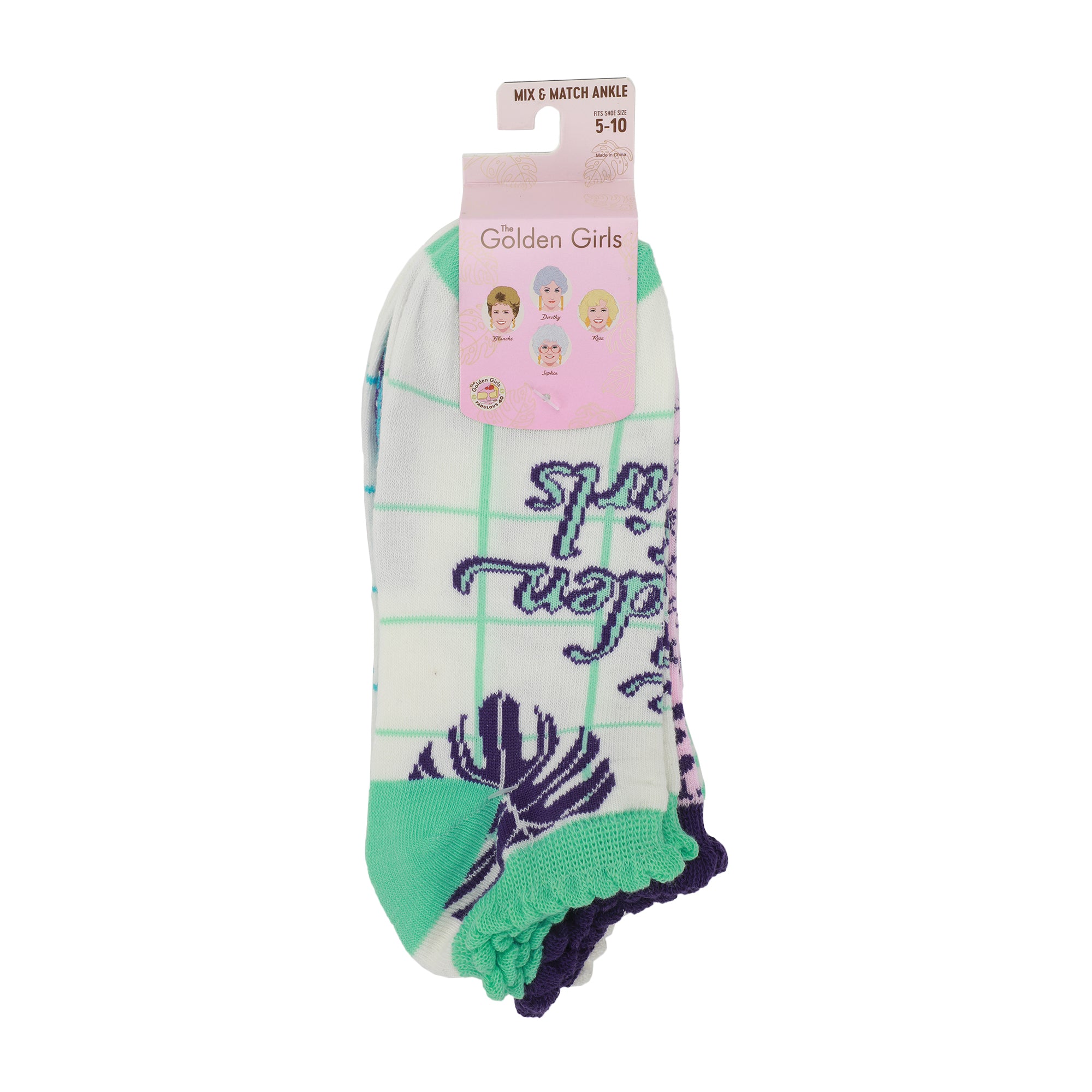 Golden Girls Character Illustrations Women's 5-Pair Ankle Socks