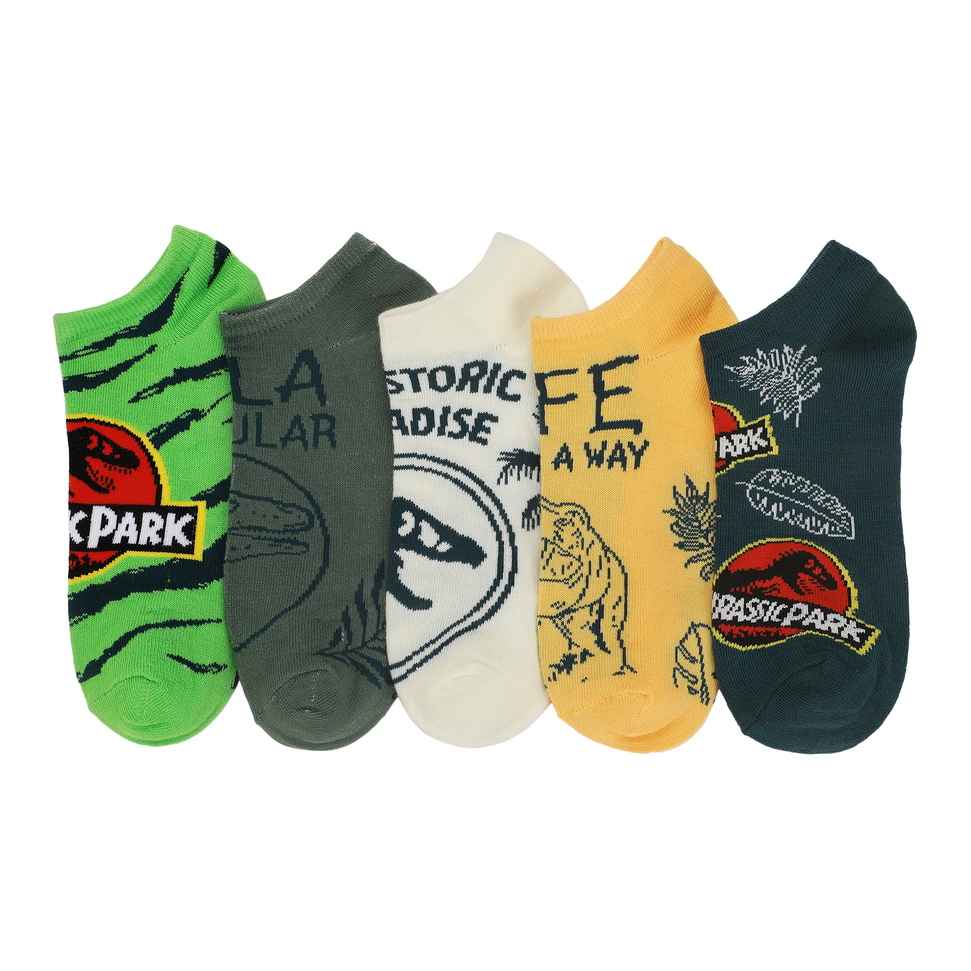 Jurassic Park AOP Text Womens Ankle Socks 5 Pack