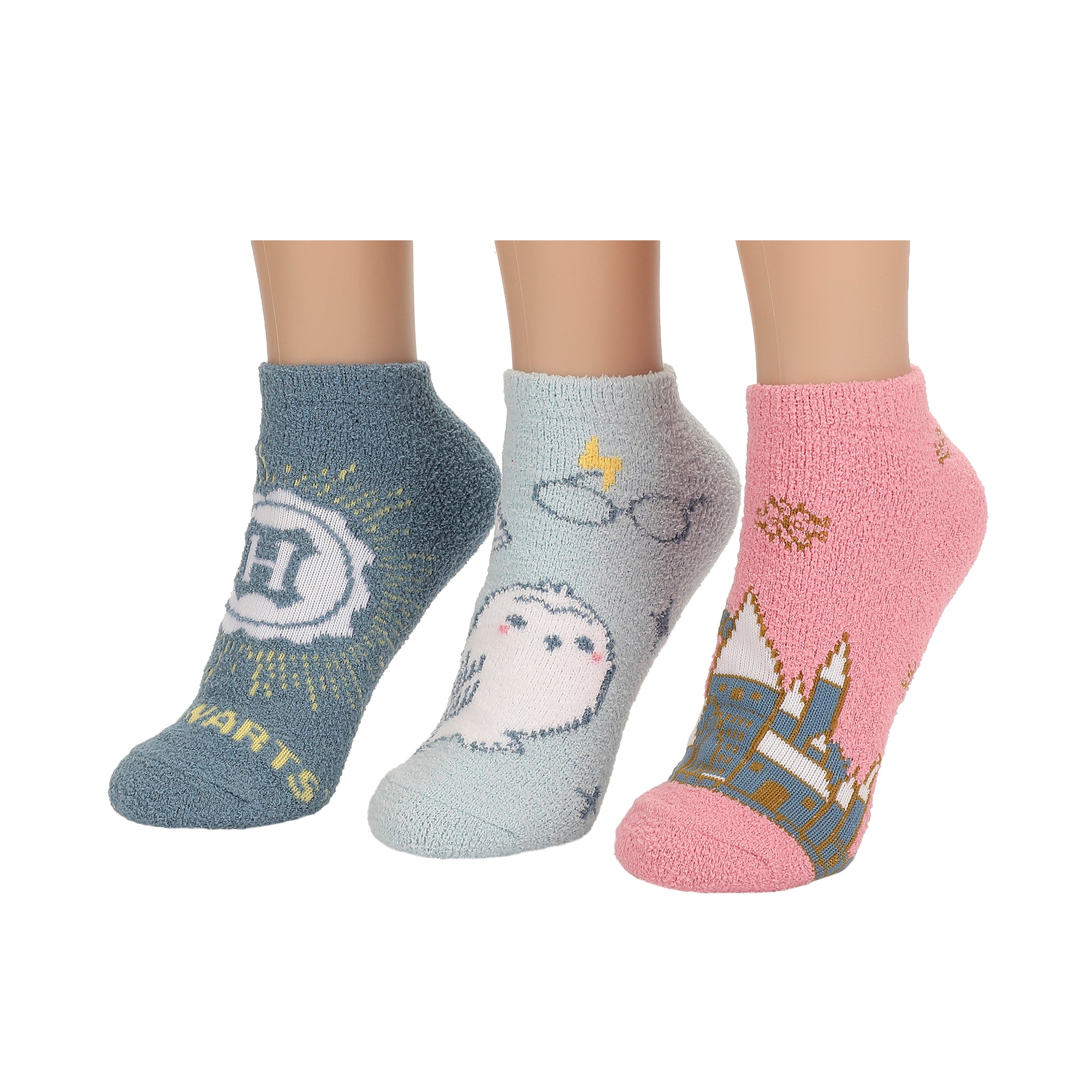 Harry Potter Hogwarts Castle And Hedwig Womens Ankle Socks 3 Pack