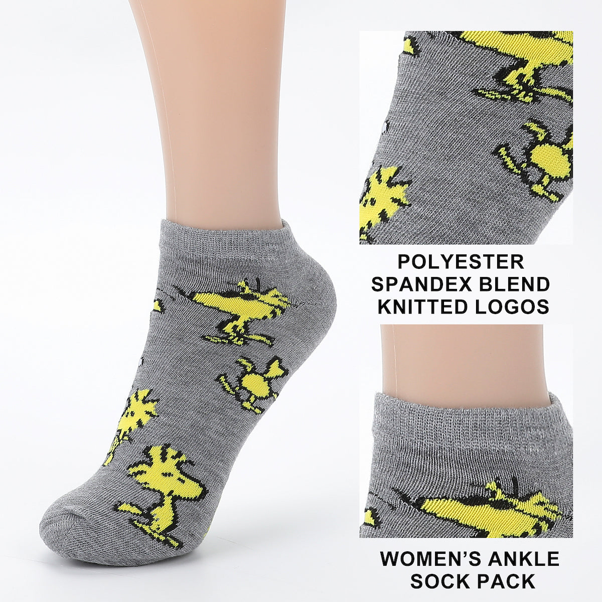 Peanuts Snoopy & Woodstock Womens 5-Pack Ankle Socks
