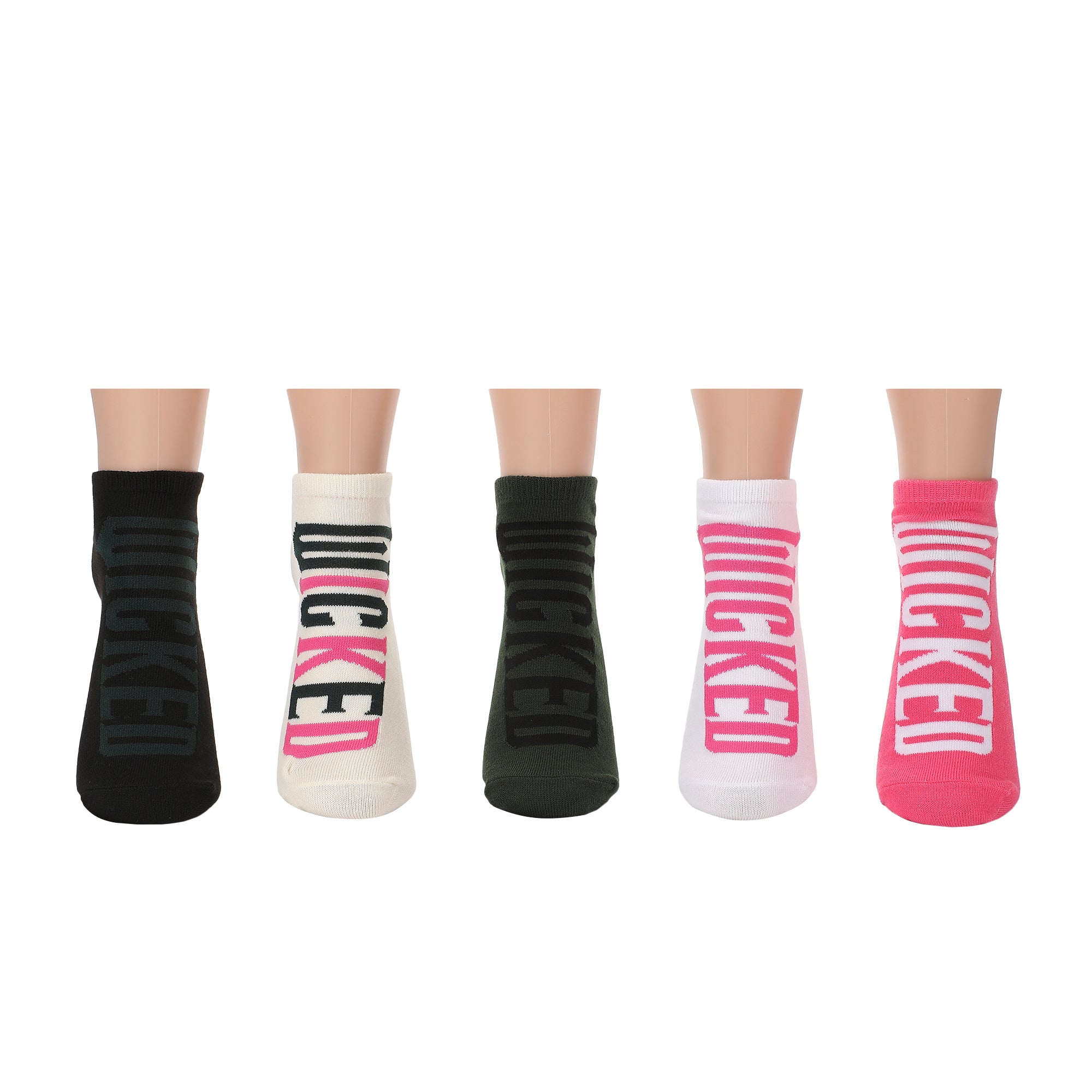 Wicked Part 2 Text Logo Women’s 5-Pair Pack Ankle Socks