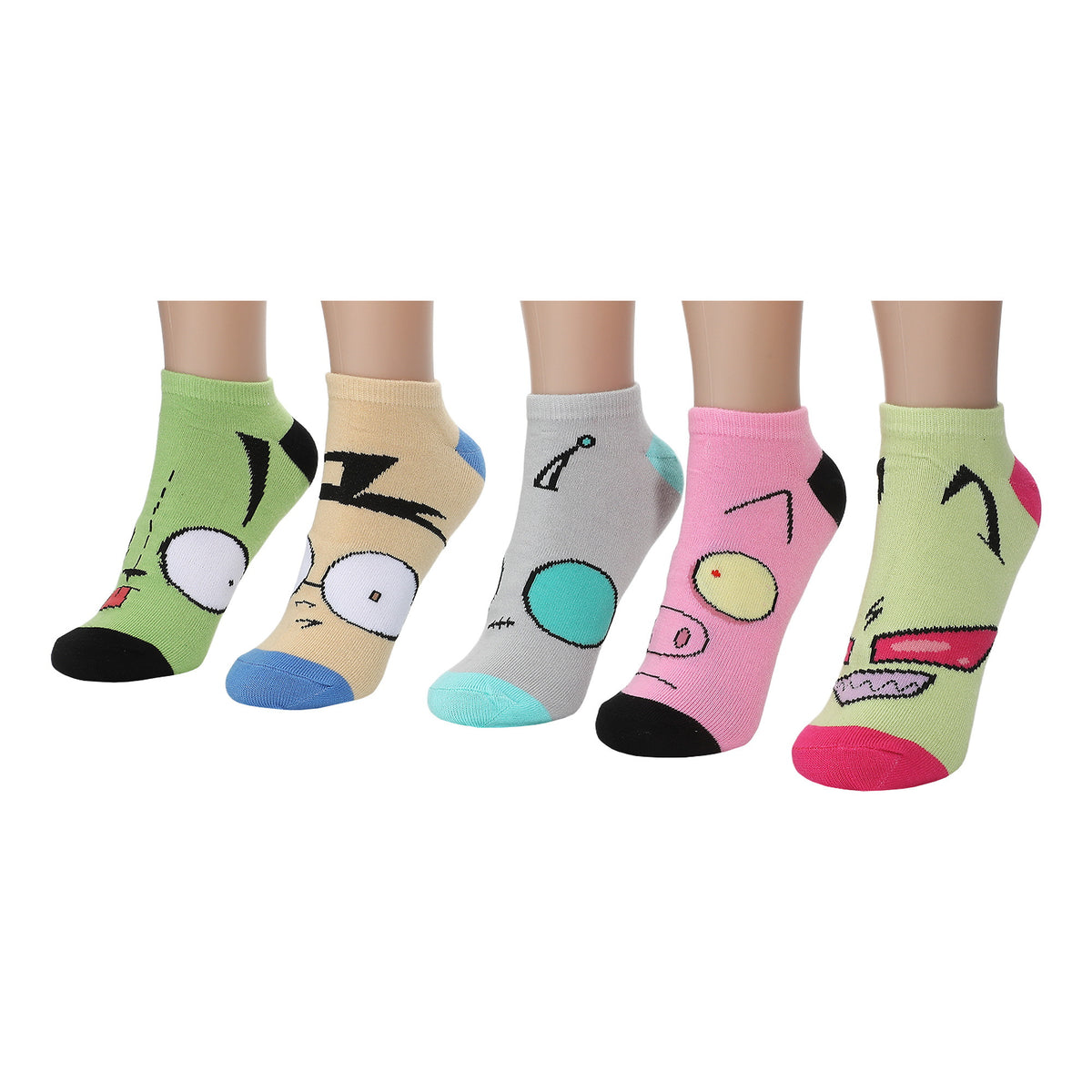 Invader Zim Character Art Face Ankle Socks 5 Pack for Women