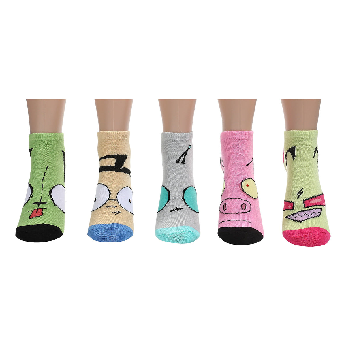 Invader Zim Character Art Face Ankle Socks 5 Pack for Women