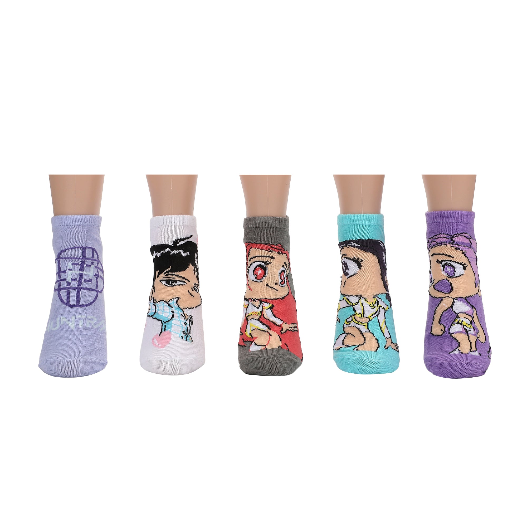 KPop Demon Hunters Hunter/X & Derpy 5-Pair Pack Ladies Casual Crew Socks