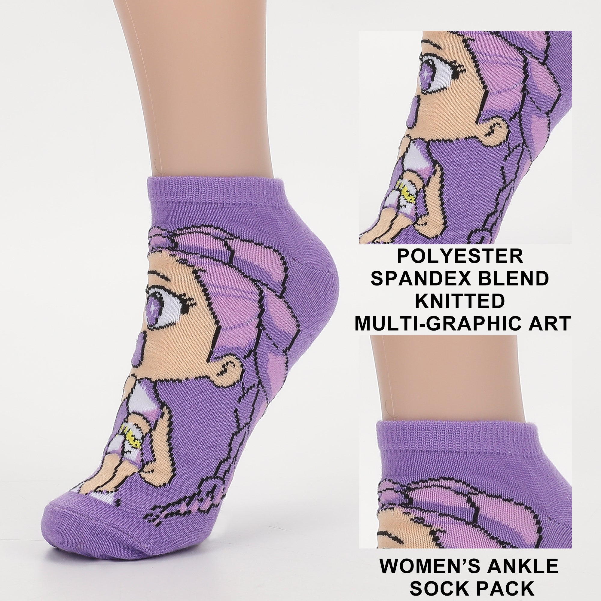 KPop Demon Hunters Hunter/X & Derpy 5-Pair Pack Ladies Casual Crew Socks