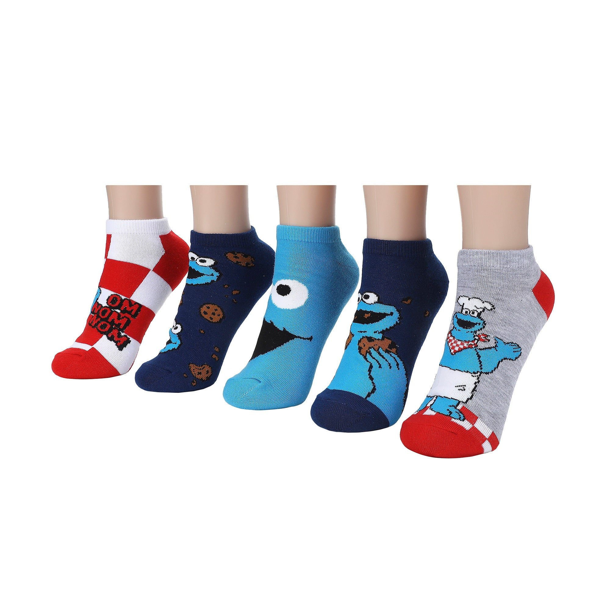 Sesame Street Chef Cookie Monster Women’s 5-Pair Pack Ankle Socks