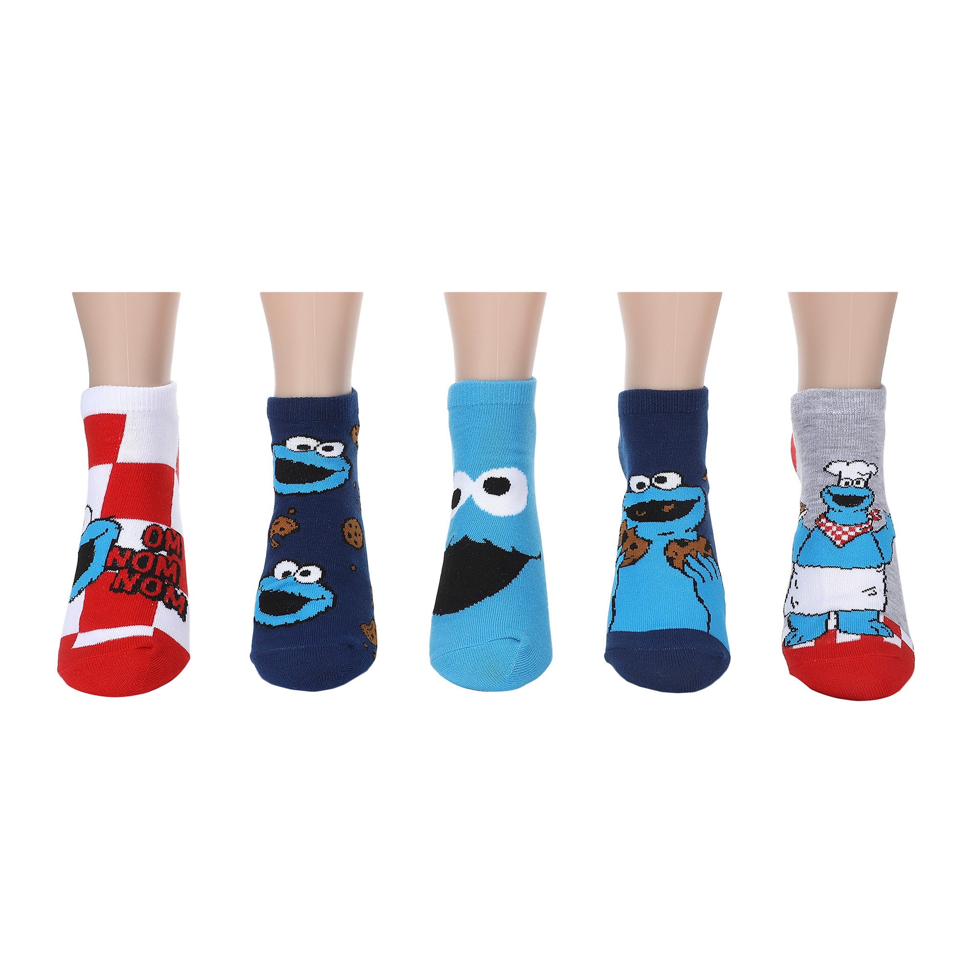 Sesame Street Chef Cookie Monster Women’s 5-Pair Pack Ankle Socks
