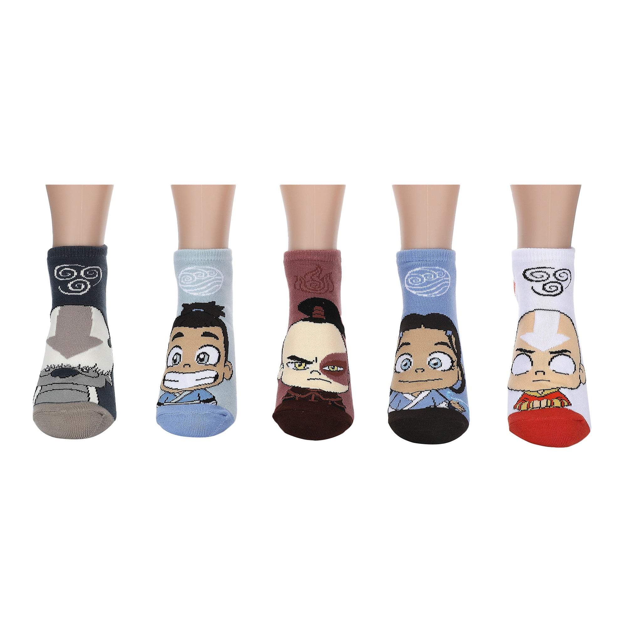 Avatar: The Last Airbender Characters & Four Nations Symbols Women’s 5-Pair Pack Ankle Socks