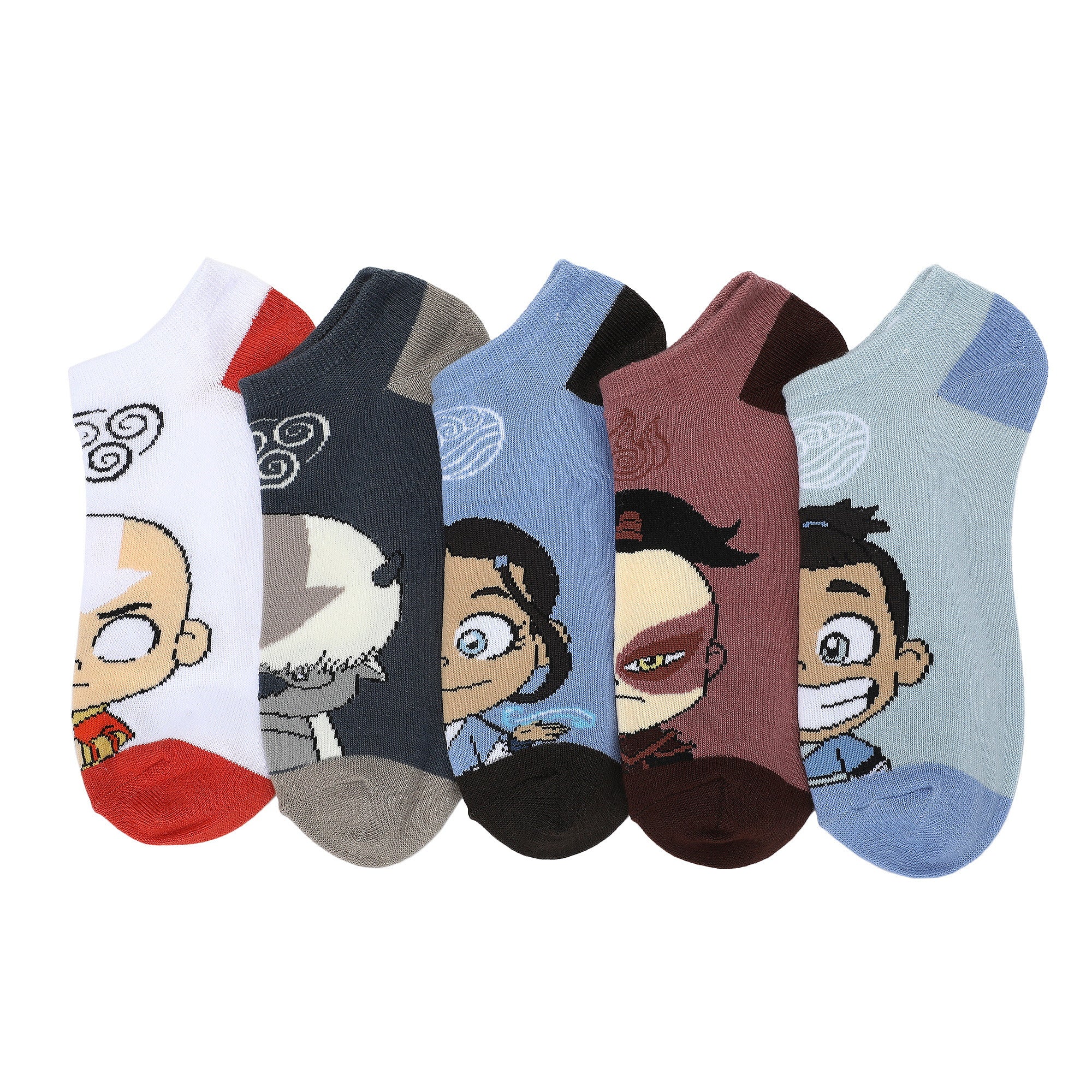 Avatar: The Last Airbender Characters & Four Nations Symbols Women’s 5-Pair Pack Ankle Socks