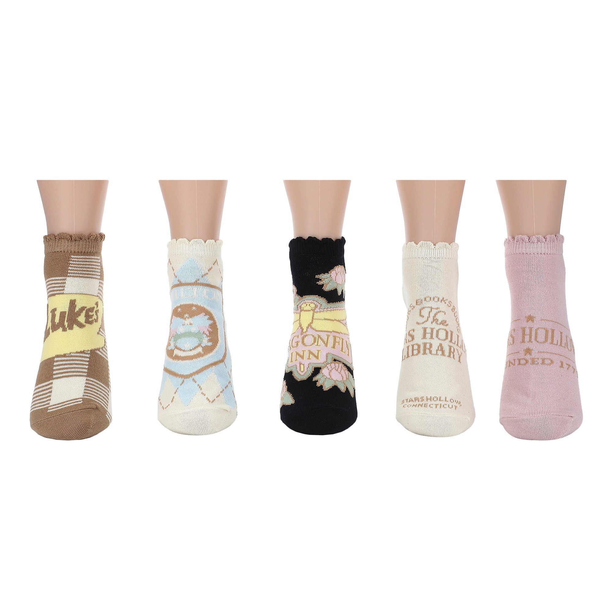 Gilmore Girls Stars Hollow Logos Women’s 5-Pair Pack Ankle Socks
