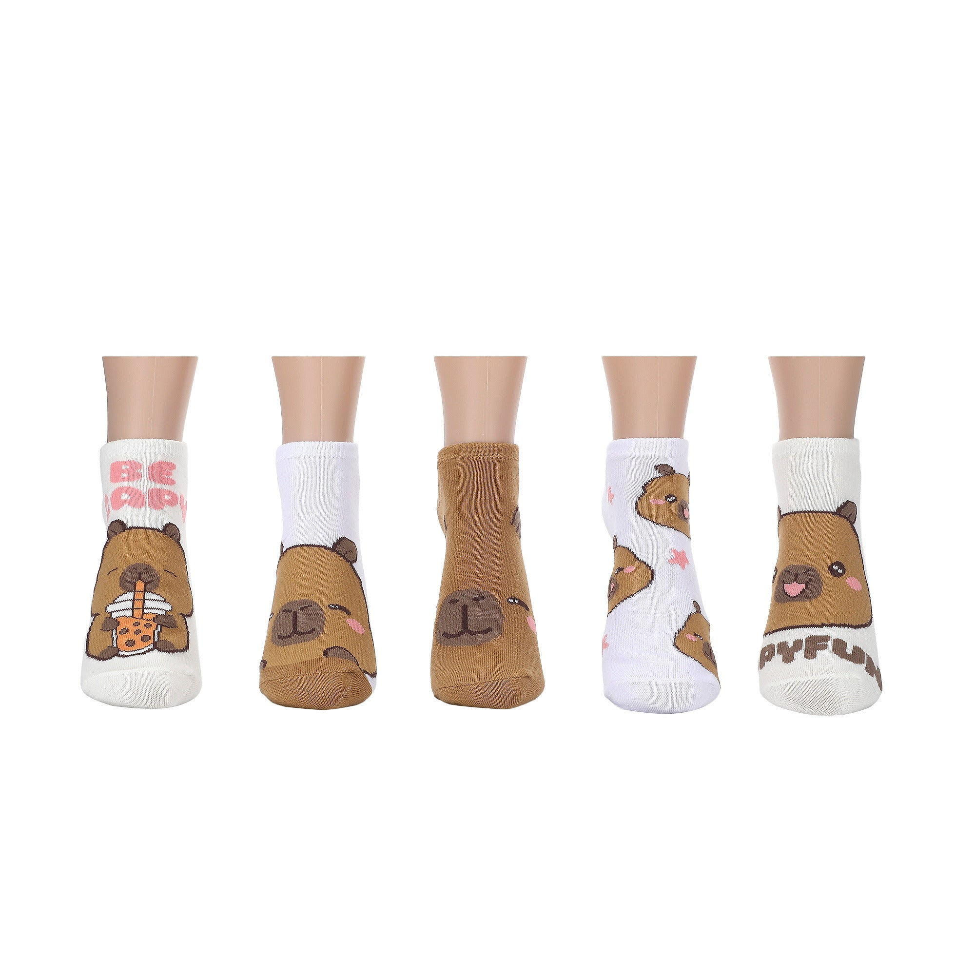 Capyfun Cute Characters Ankle Socks 5 Pack for Women