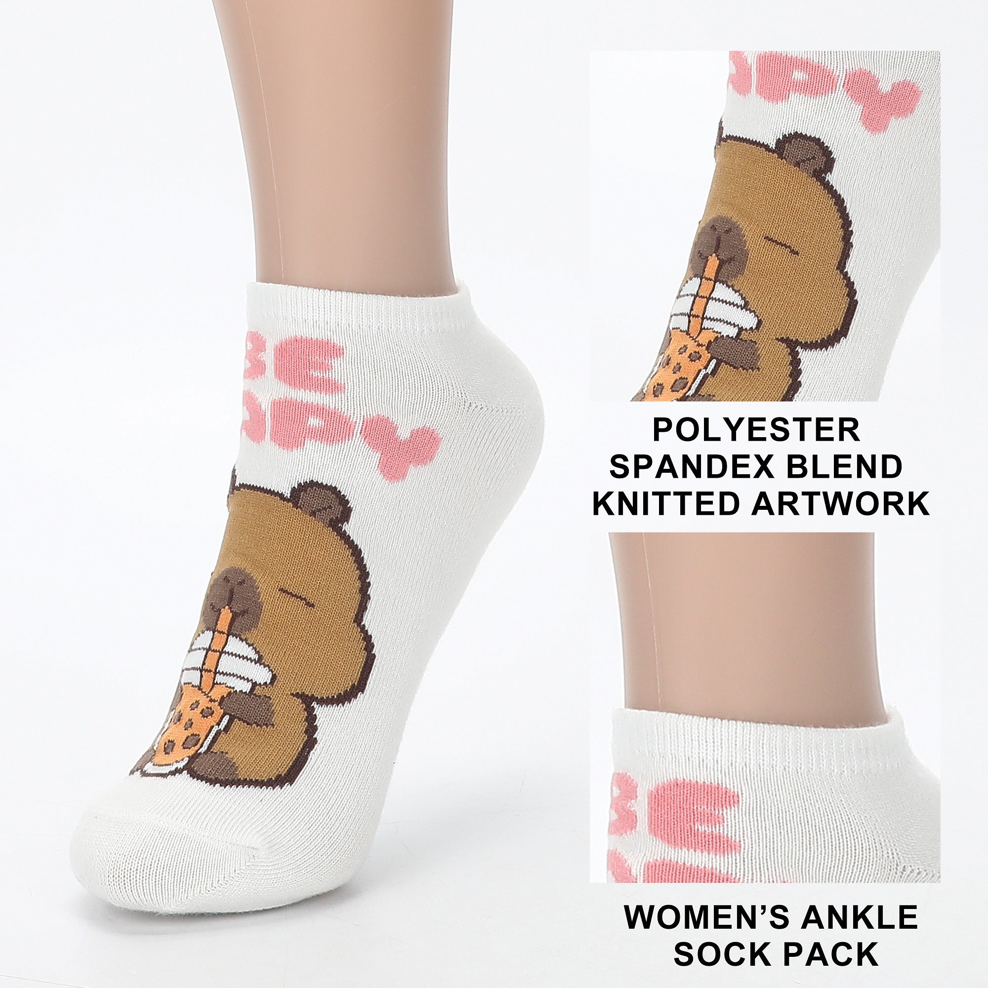 Capyfun Cute Characters Ankle Socks 5 Pack for Women