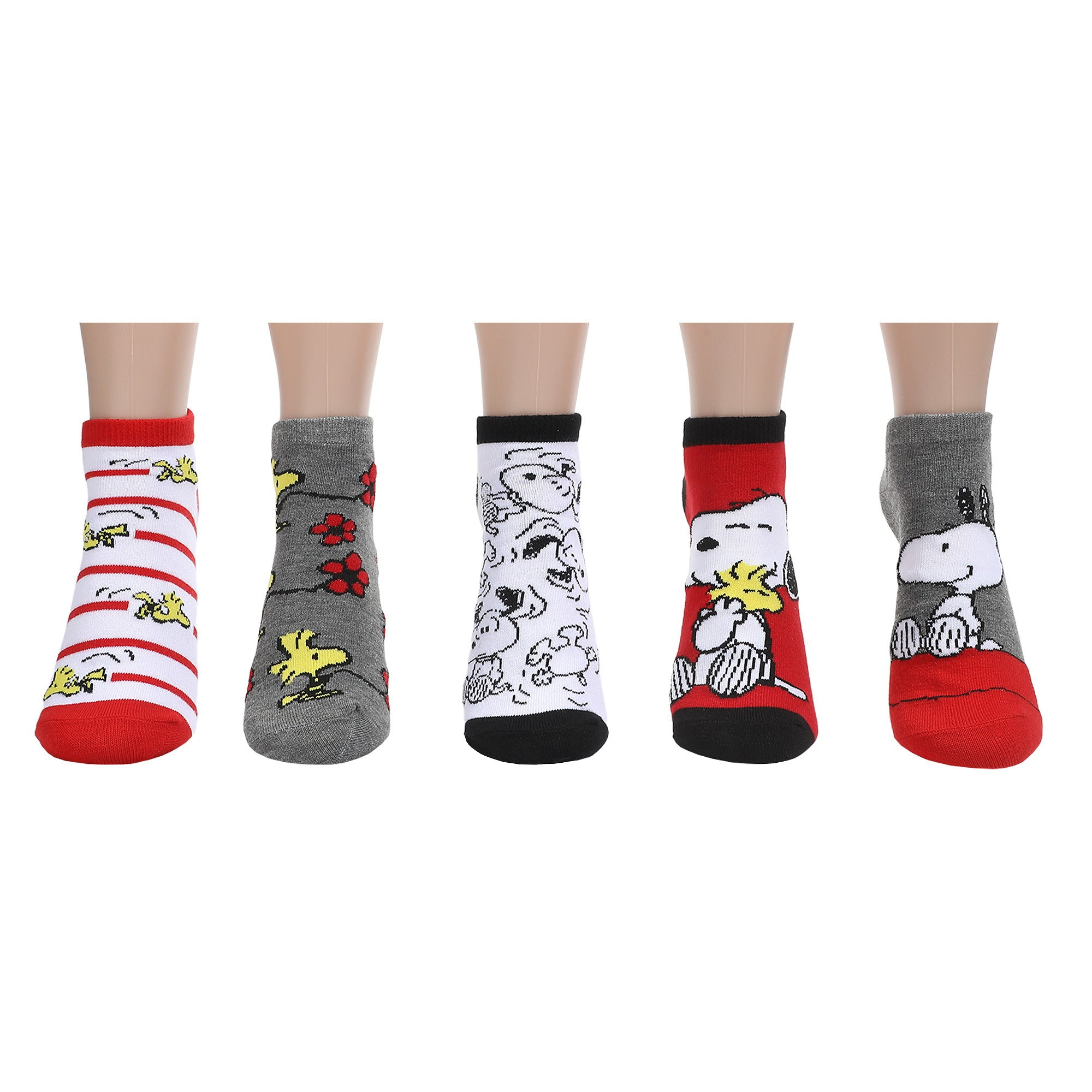 Peanuts Snoopy and Woodstock Ankle Sock 5 Pack for Women