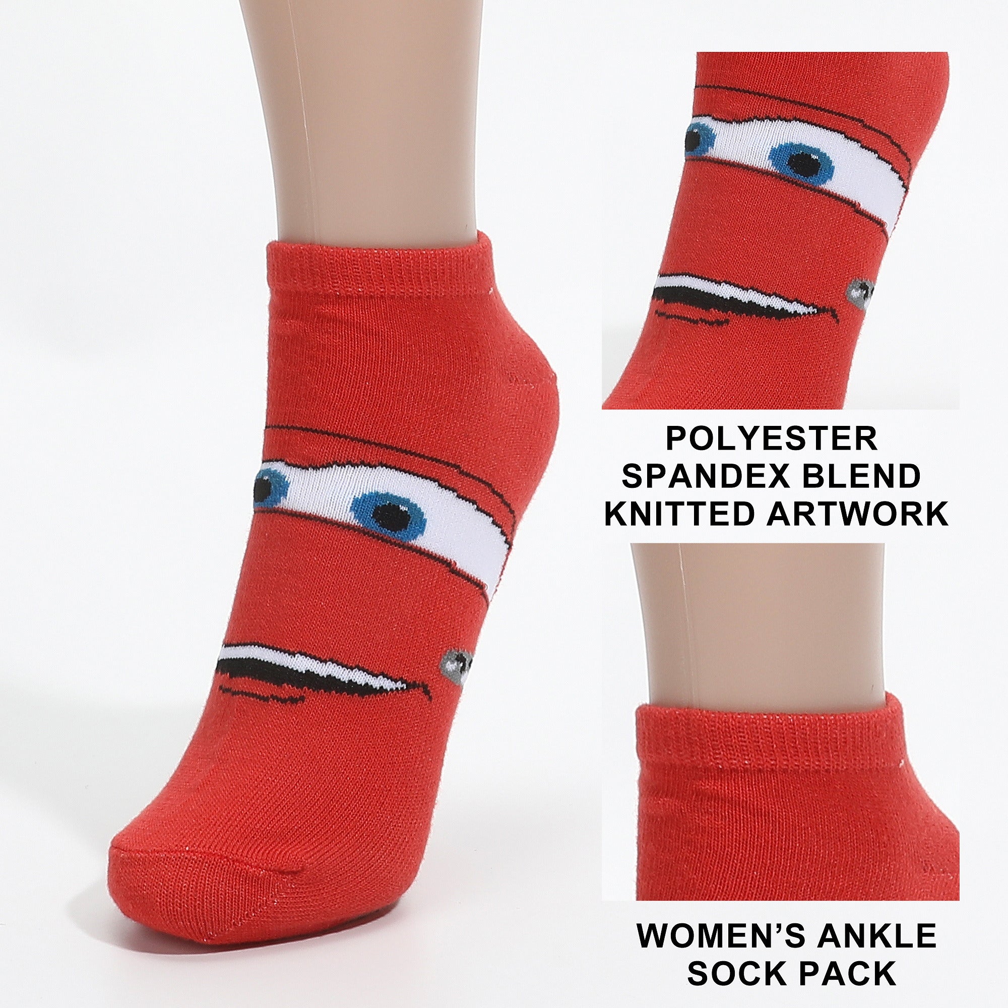 Cars Lightning McQueen Mater Sally 5 Pack Ankle Socks