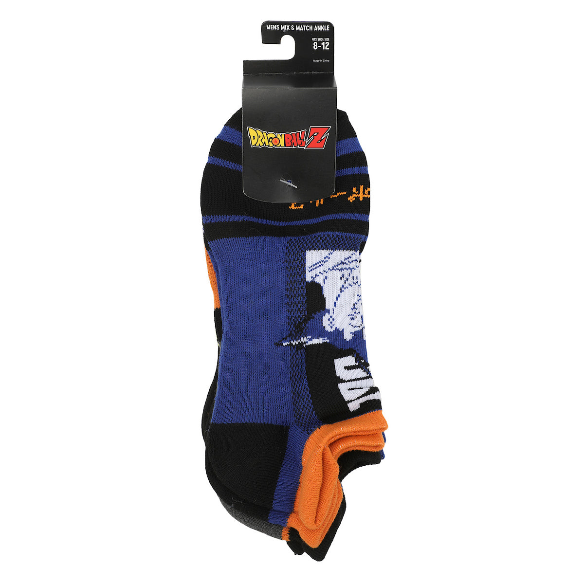 Dragon Ball Z Goku Character Art & Kanji Symbols Men's 5-Pair Ankle Socks