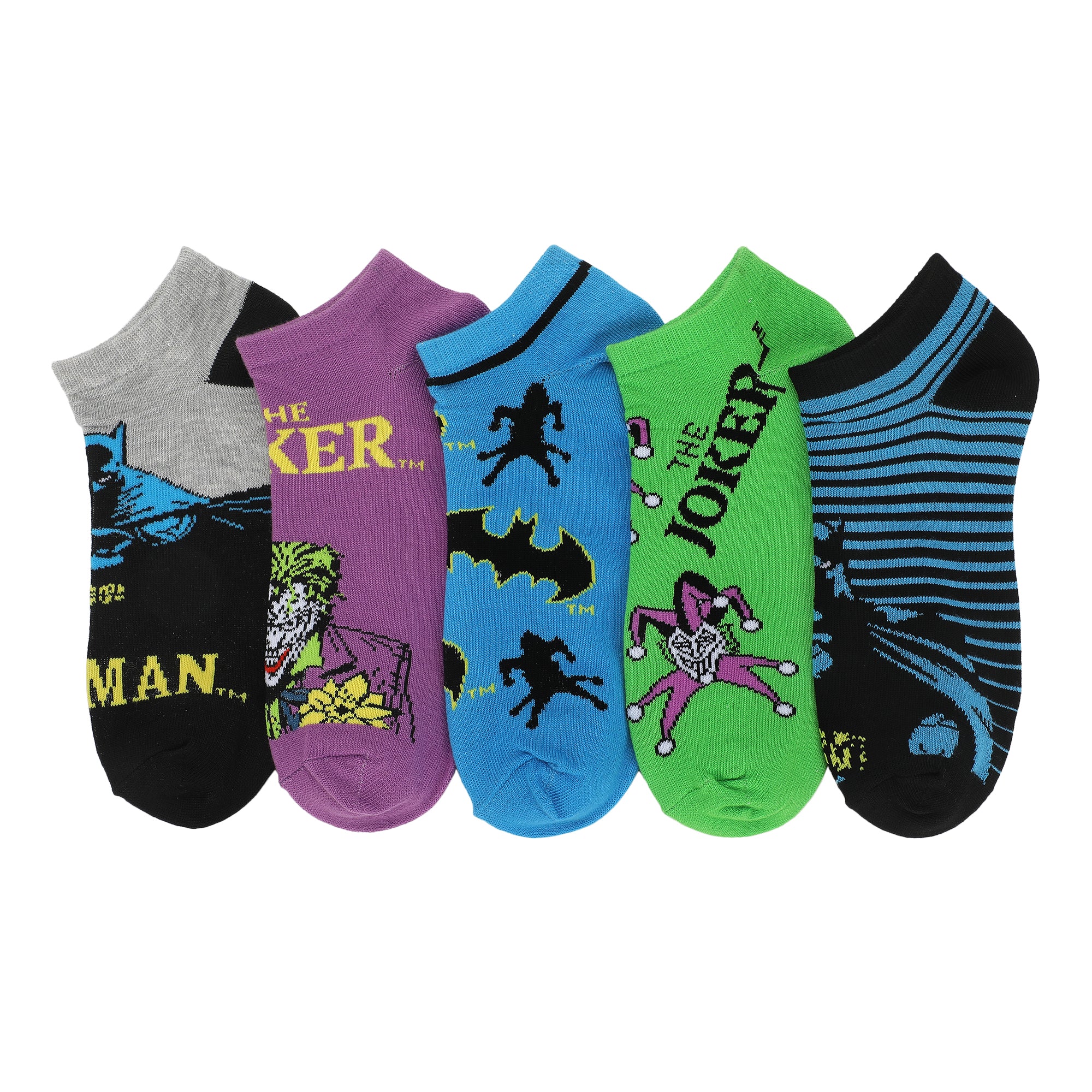 Batman & Joker Women's 5-Pair Ankle Socks