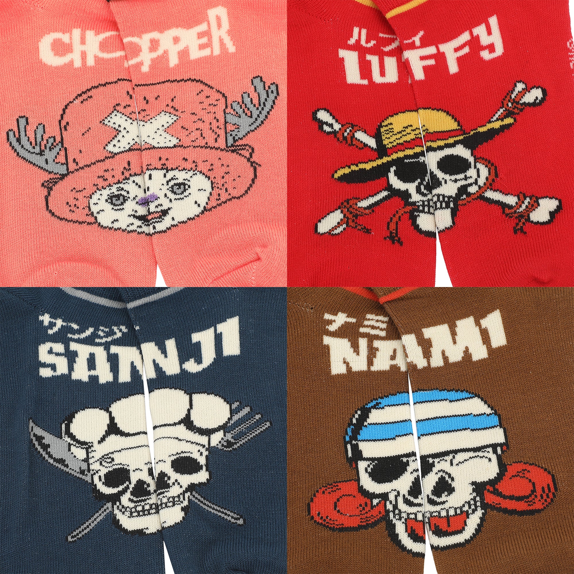 One Piece Jolly Rogers with Chopper Multicolor Ankle Socks for Men (Pack of 5)