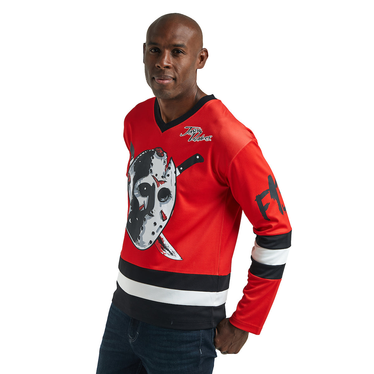 Friday The 13th Jason Mask Long Sleeve Men's Colorblock Cosplay Hockey Jersey