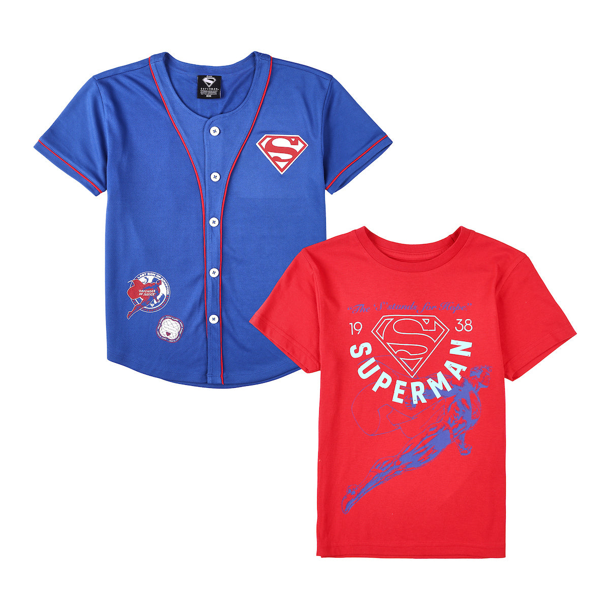Superman 1938 2-Pack Button-down Shirt and Crew Neck Short Sleeve T-shirt Set